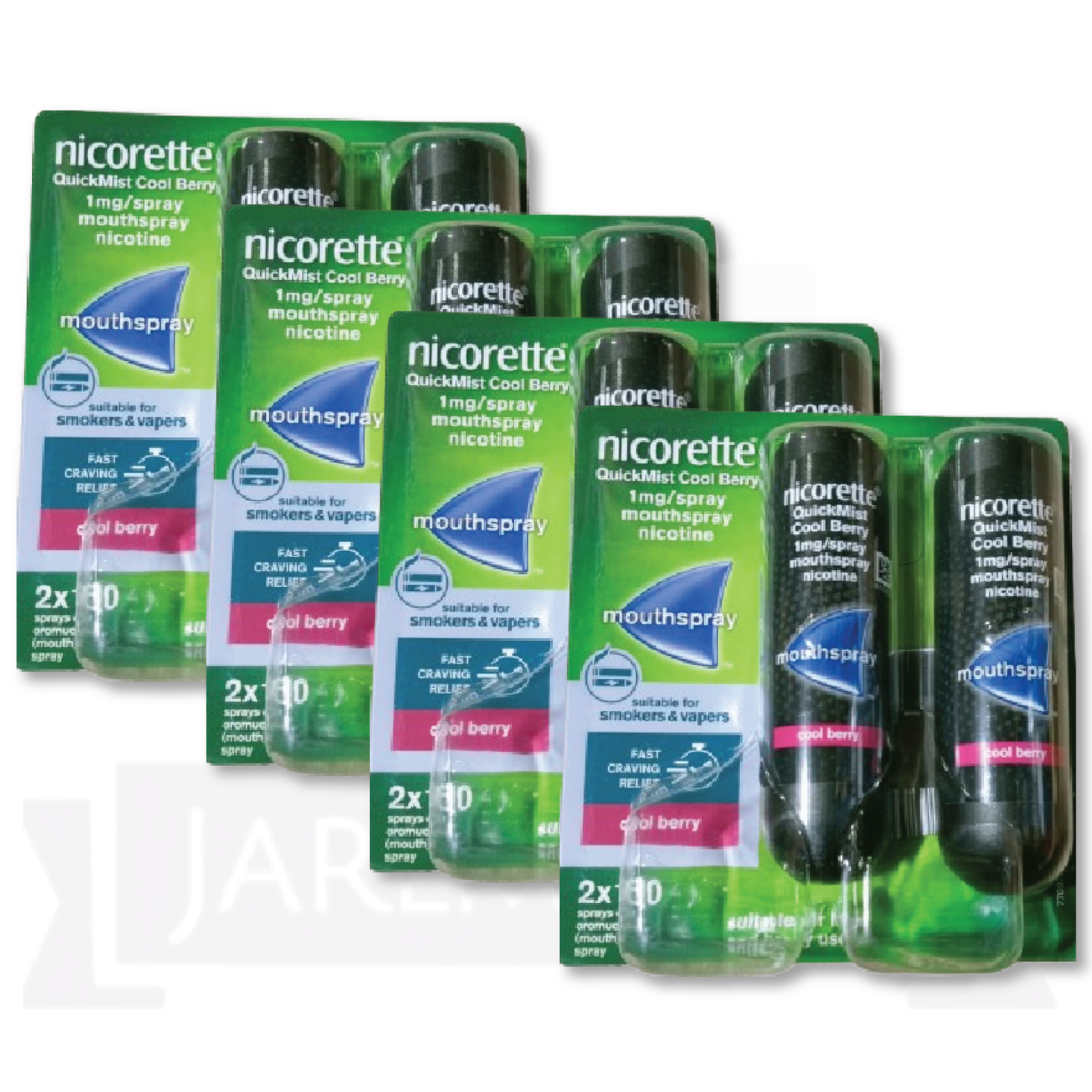 4X Nicorette Mouthspray Quickmist Berry 1mg 13.2ml X 2ct-PACK 4-FREE SHIP