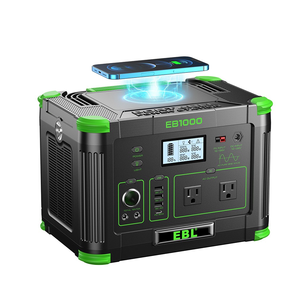 EBL 1000W/999Wh LiFePO4 Lithium Battery Portable Power Station Power Sup⁣ply