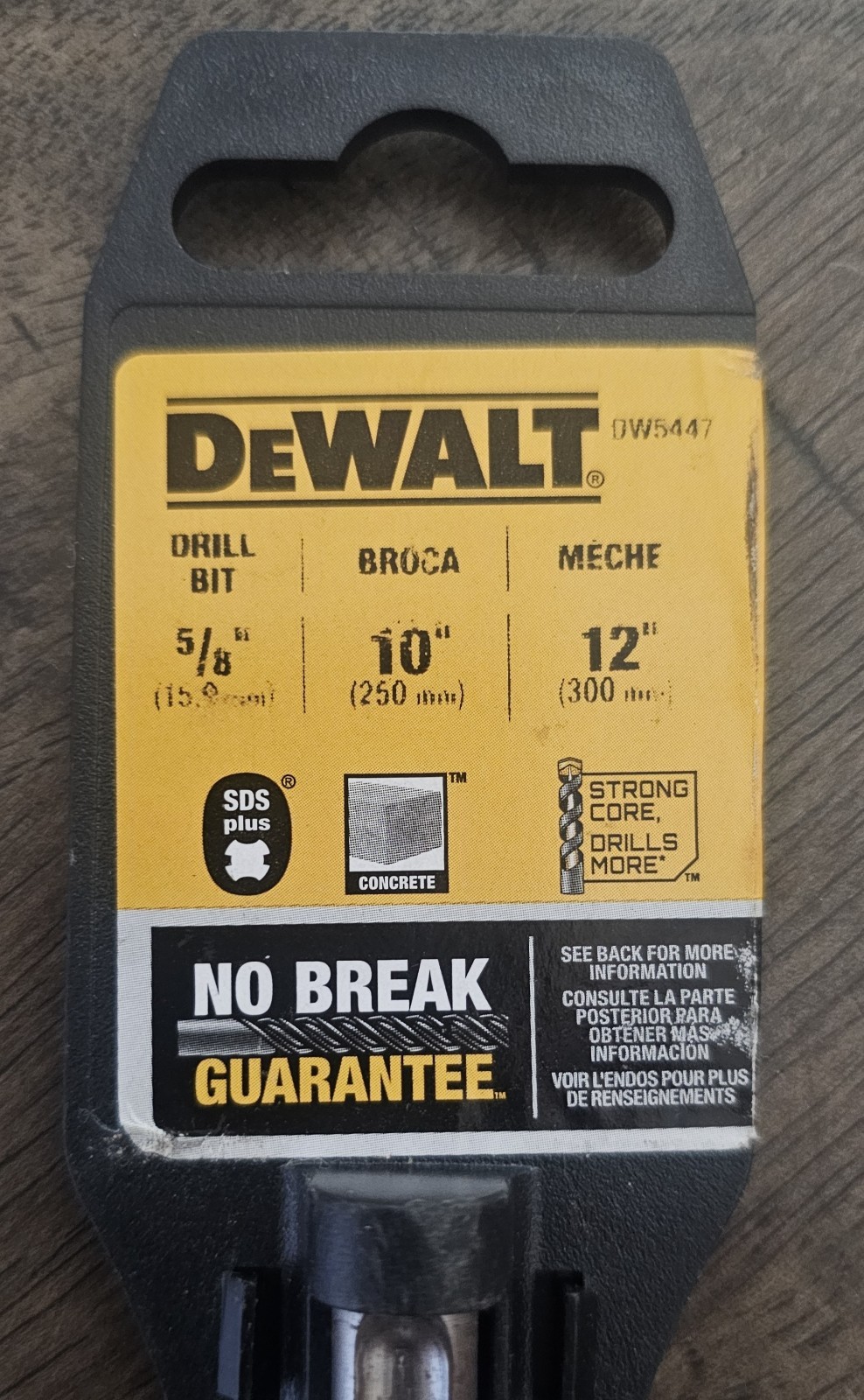 DEWALT DW5447 5/8" x 10" x 12" Rock Carbide SDS Plus Masonry Hammer Drill Bit