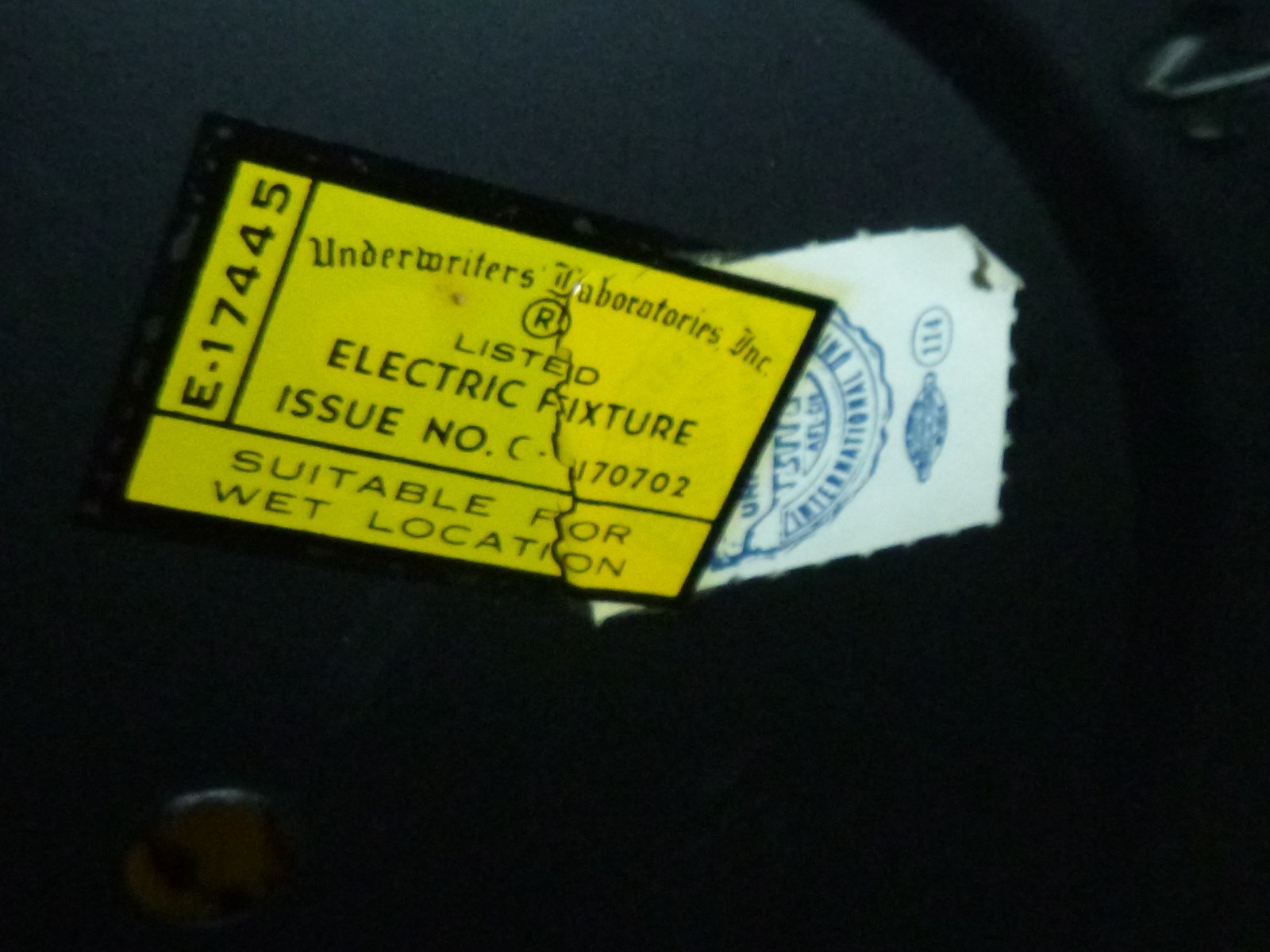 PAIR NOS Vtg 1969 Amber Glass & Black Metal Trianglular Indoor /Outdoor Sconces