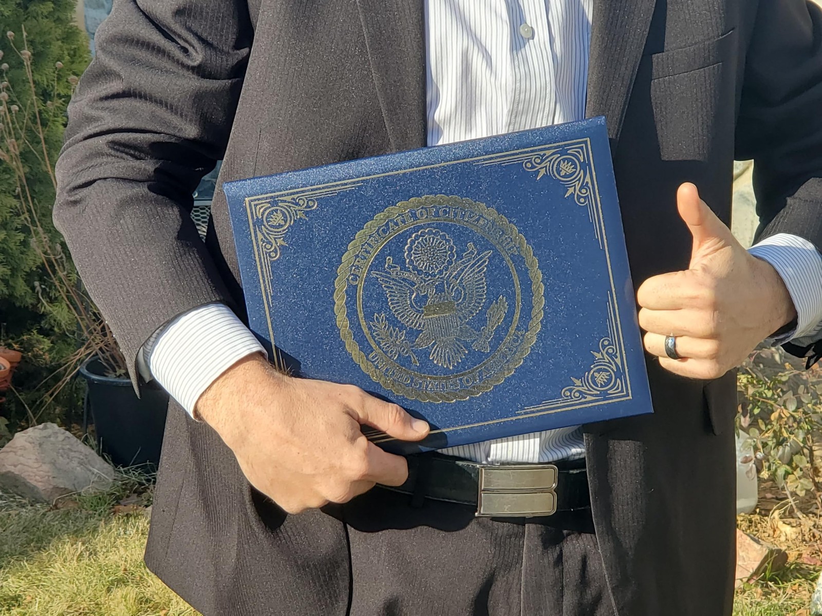 U.S. Citizenship and Naturalization Certificate Holder. Gold American Eagle l...