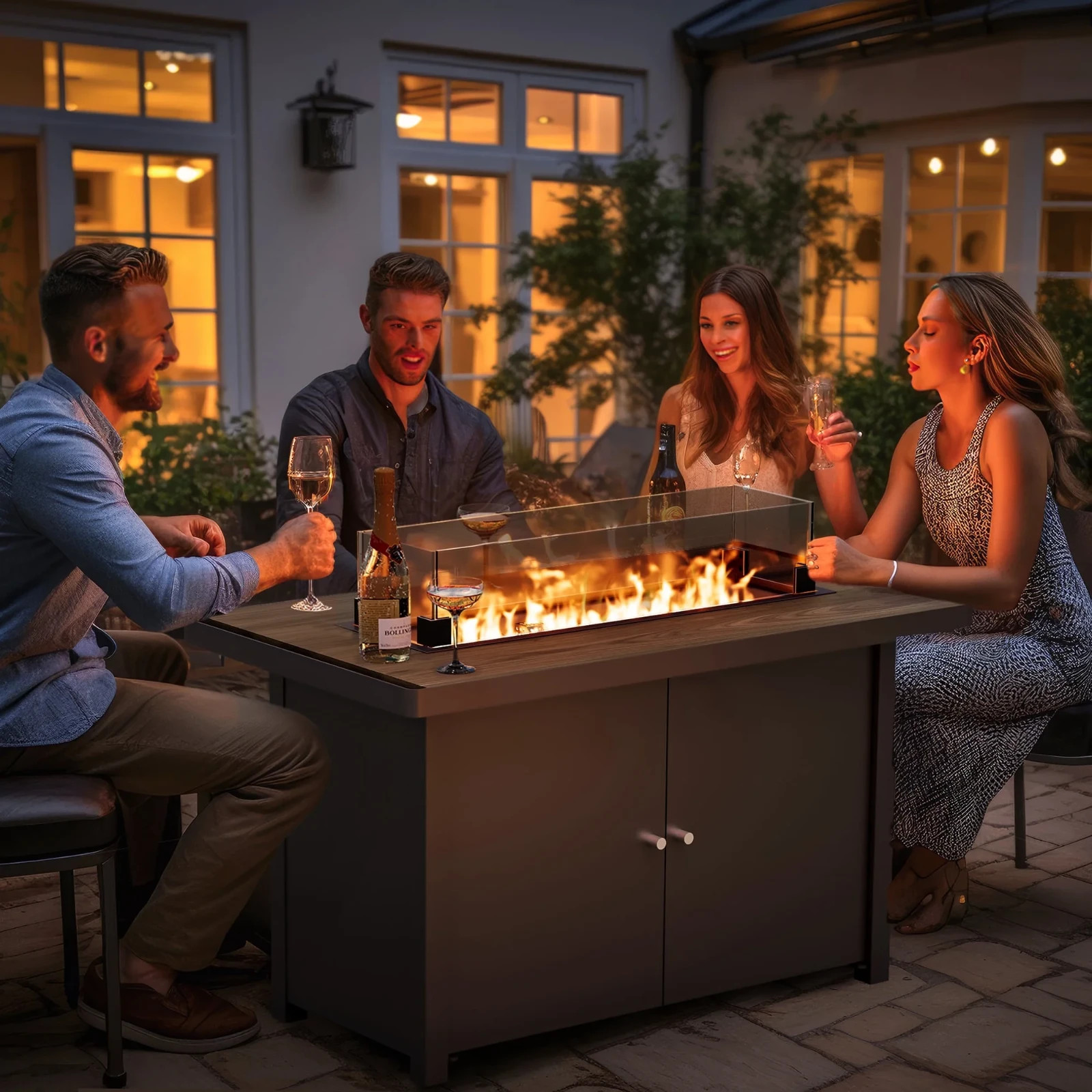 LAUSAINT HOME 43" Outdoor Fire Pit Table, 55,000 BTU Patio Propane FirePit