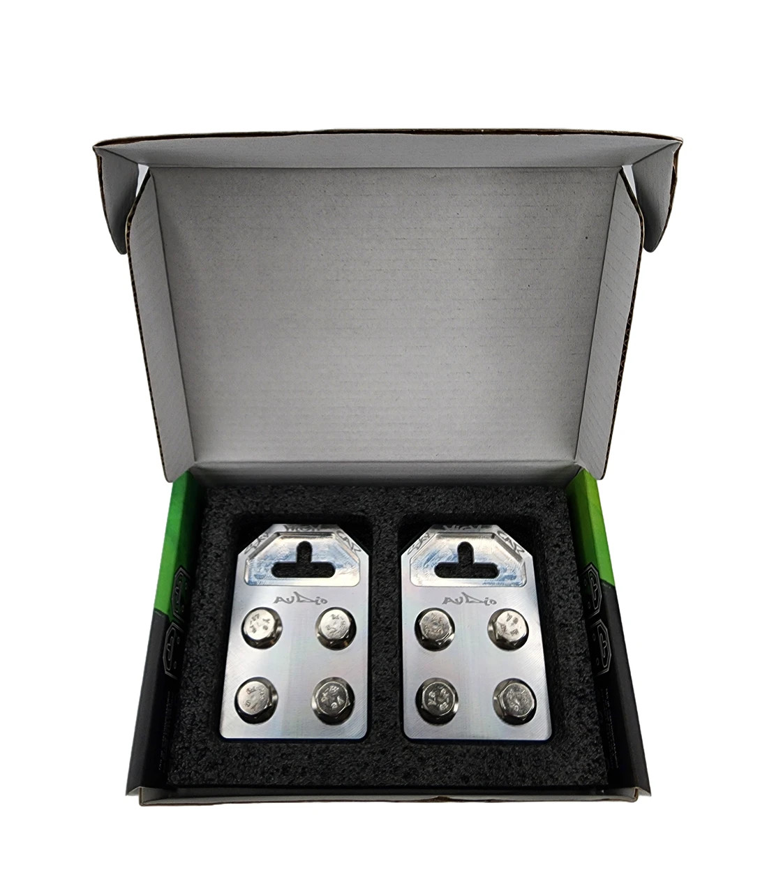 Sky High Car Audio Flat Battery Terminals Multi Spot 4 Connector Pair Aluminum