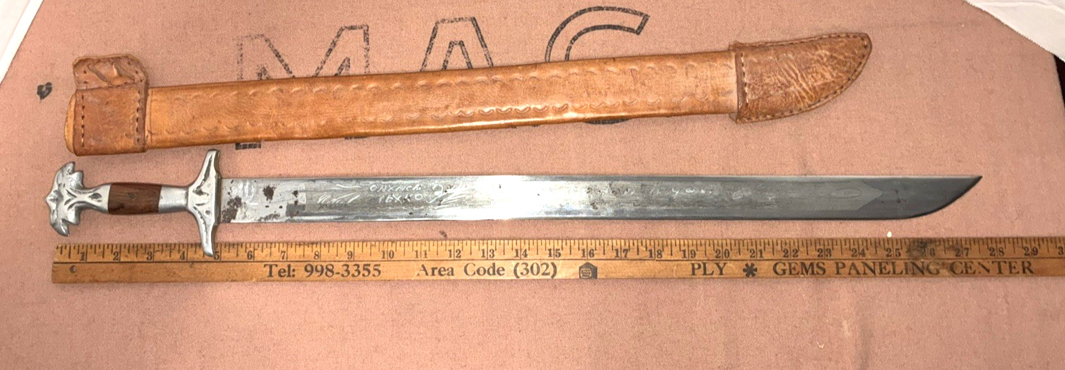 Oaxaca Mexican Machete Double Eagle Head with leather sheath