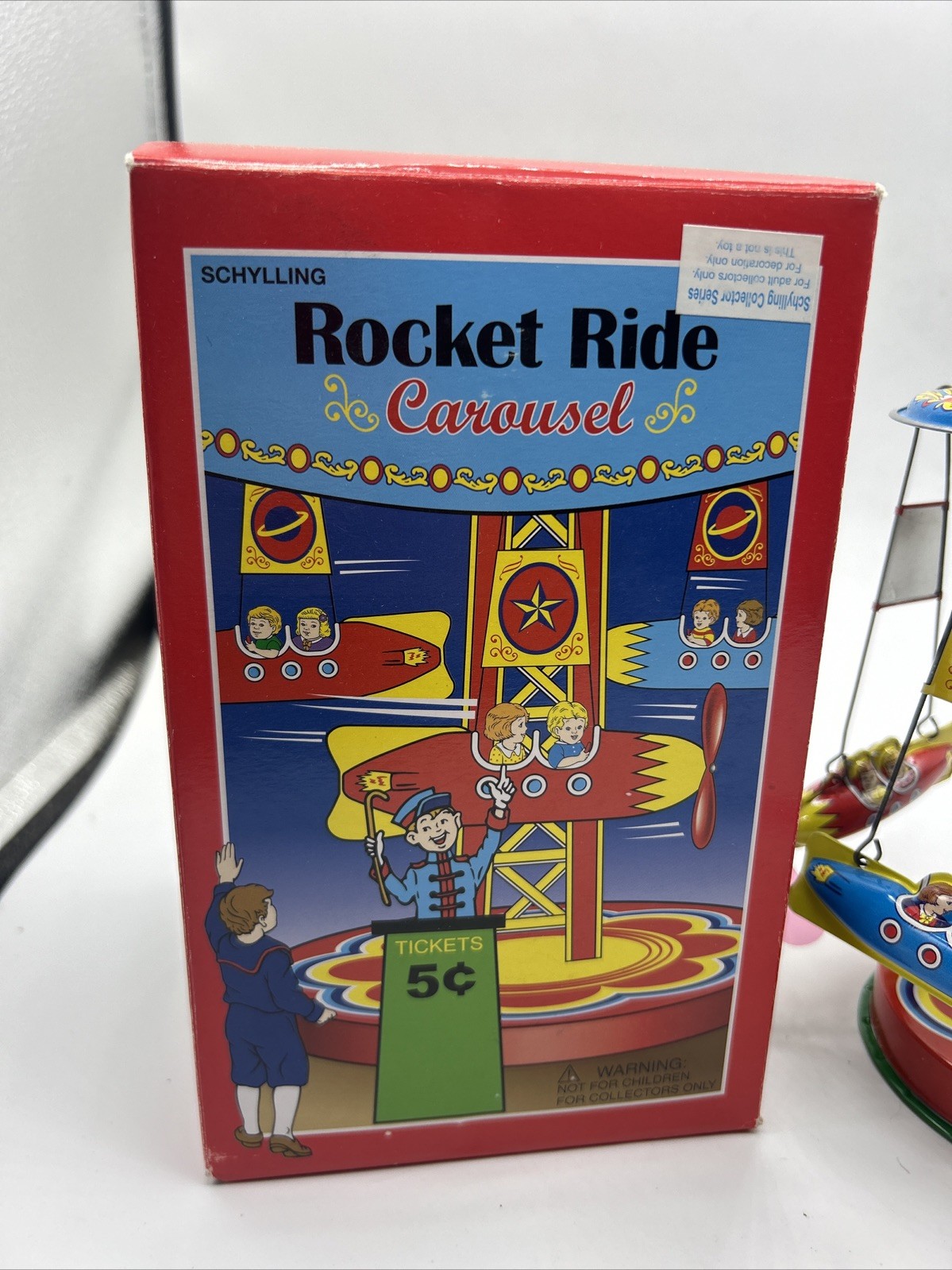 Rocket Ride Carousel • SCHYLLING Collector Series 2000 Vintage Tin Toy • w/ Box!
