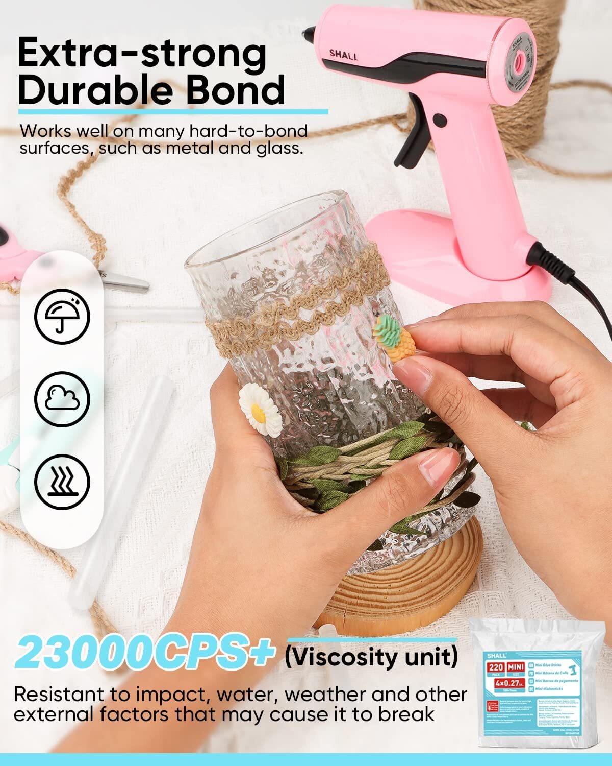 SHALL 220 PCS 7MM/11MM Clear Glue Sticks Hot Melt for Arts Craft DIY Kit Set