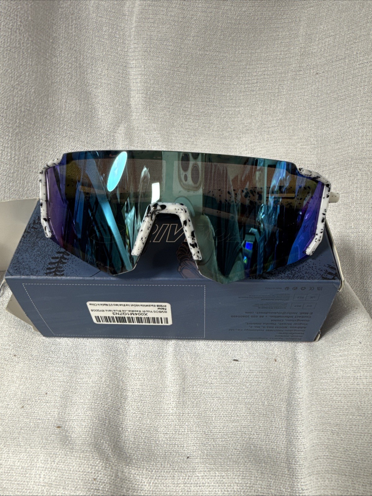 RIVBOS Youth Baseball Sunglasses Polarized UV Protection for Kids Blue Ice
