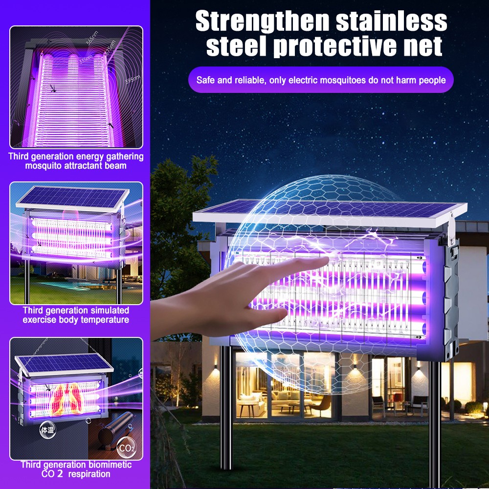 Solar Bug Zapper Outdoor Mosquito Zapper 4500V Waterproof Rechargeable Fly Zappe