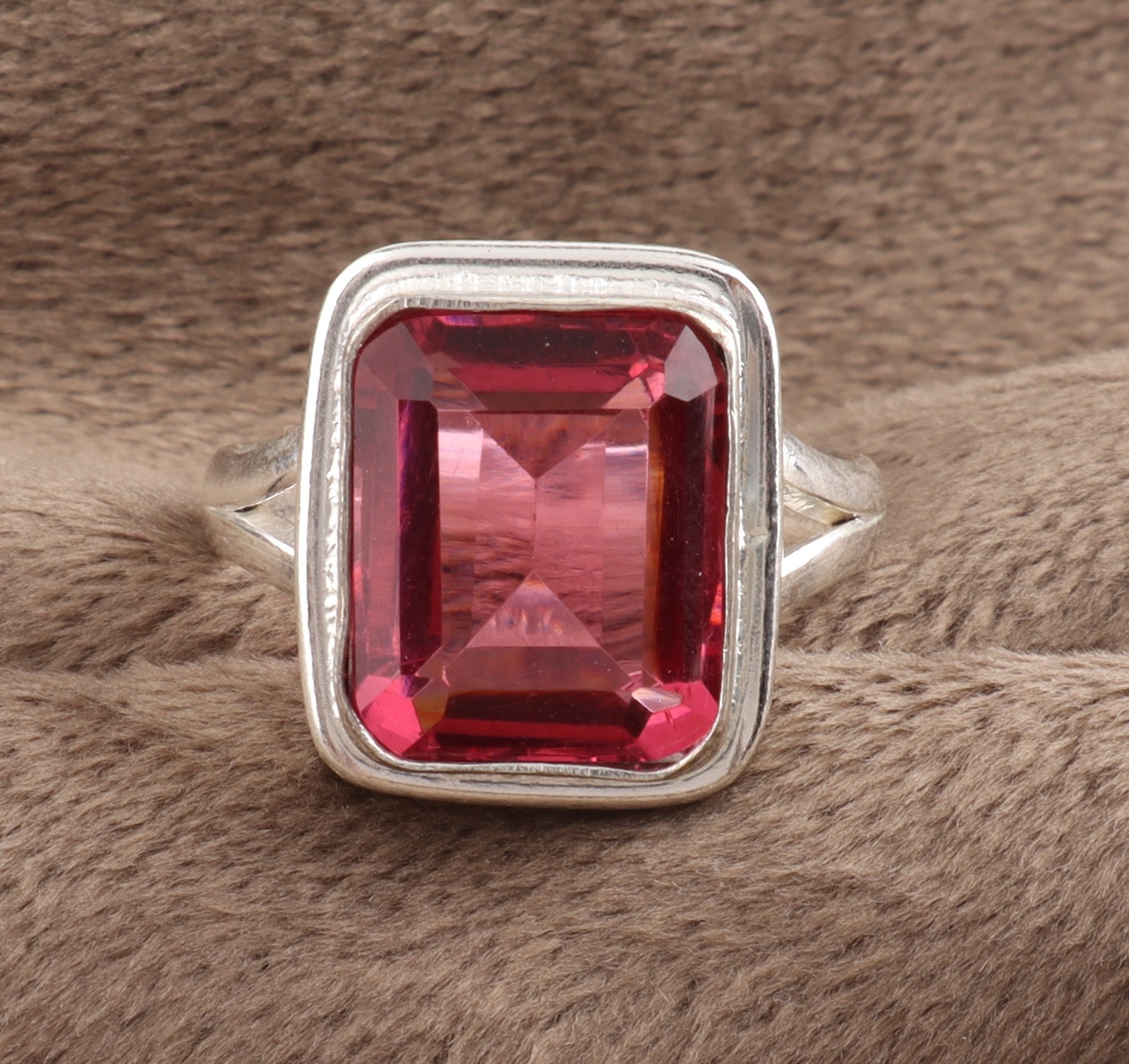 Pink Tourmaline Gemstone 925 Sterling Silver Handmade Jewelry Ring All Size