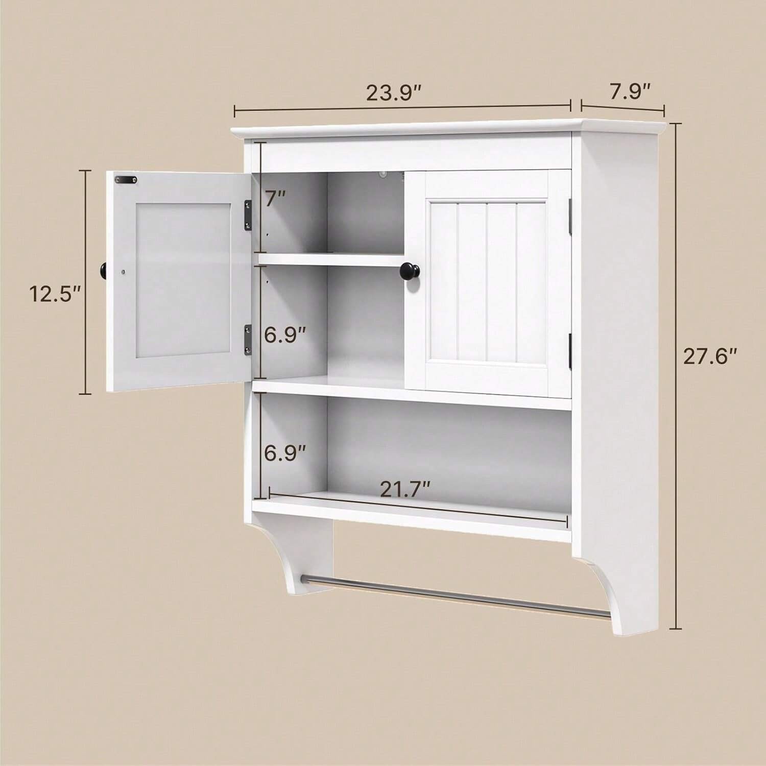 Bathroom Wall Cabinet Over Toilet Storage Organizer Medicine Chest w/ Towel Bar