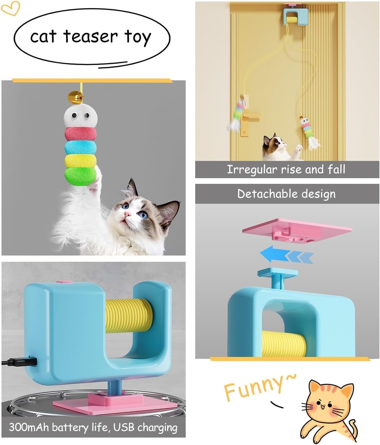 Cat Toys Electric Smart Hanging Door Jumping Yo-yo (COLOR BLUE)