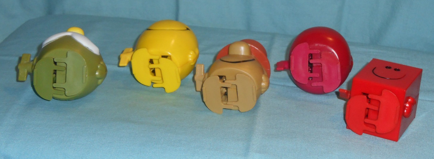 vintage Helm MR. MEN wind-up walking toys lot Mr. Slow Greedy Happy Silly Strong