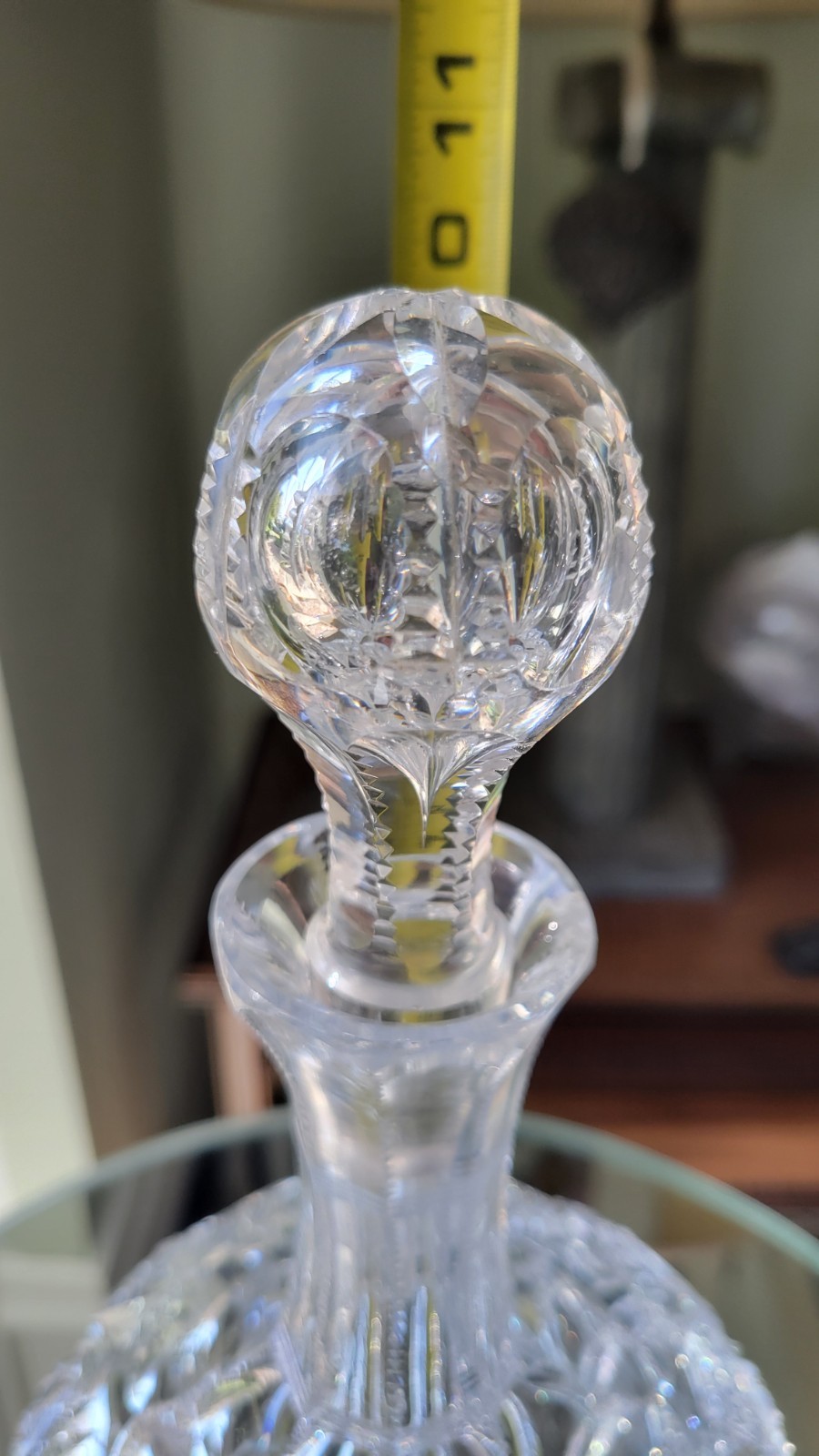 American Brilliant Cut Glass Decanter Hawkes Brunswick Pattern 10" Signed ABP