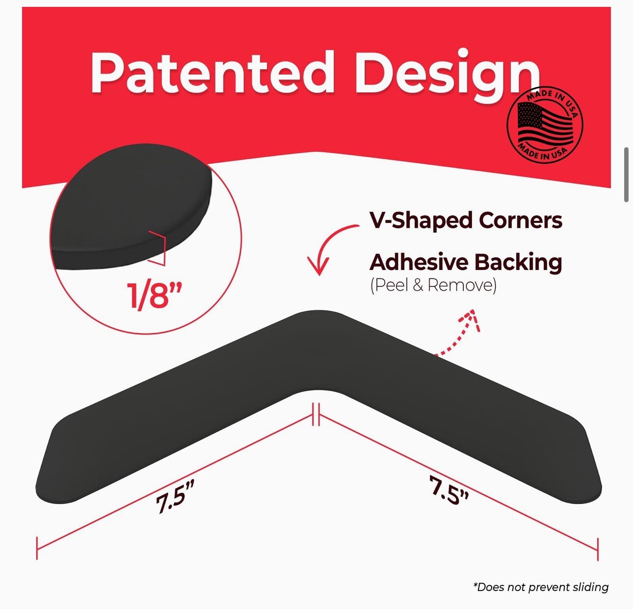 4 Piece Never Curl Rug Gripper Corners No Slip Indoor Outdoor NEVERCURL New