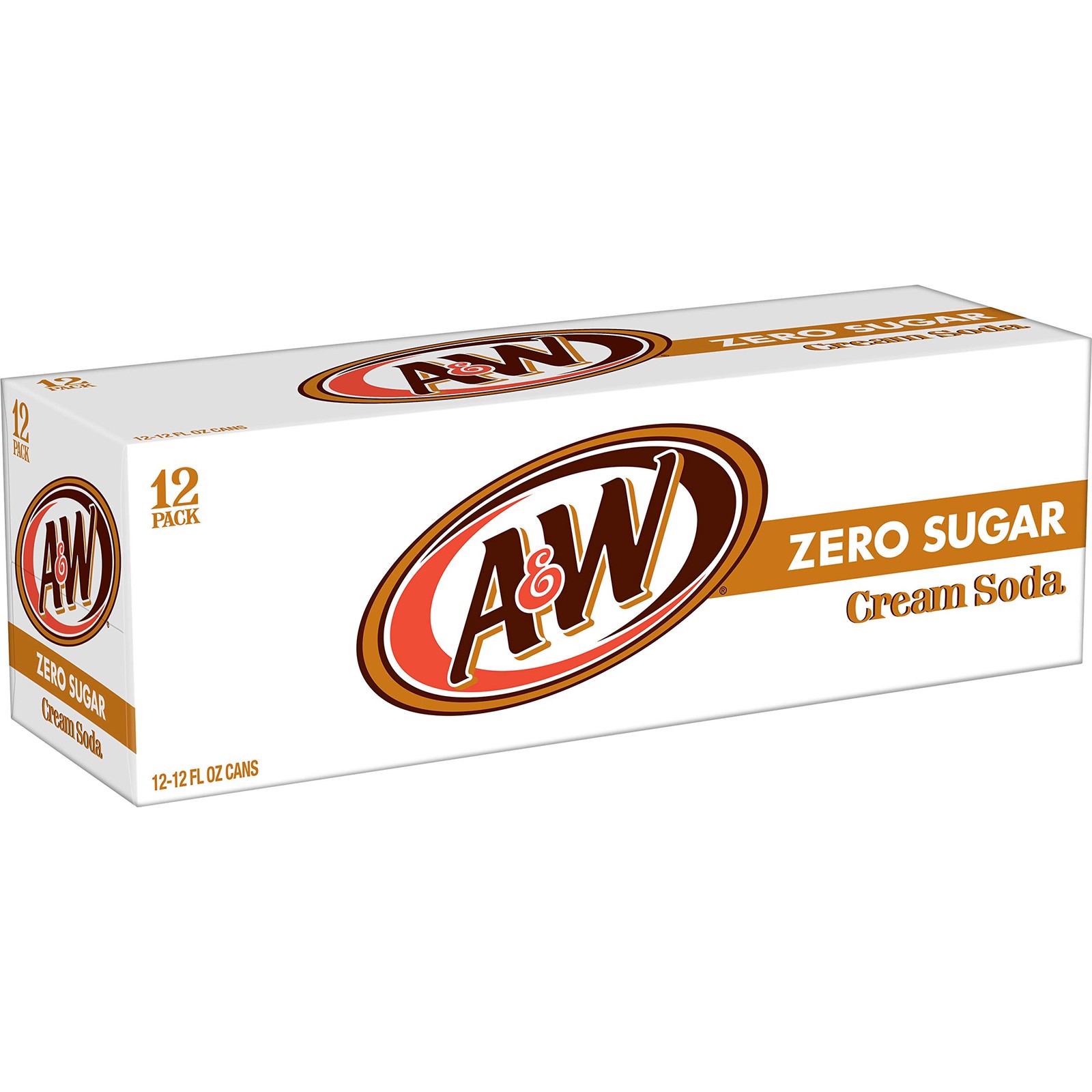 A&W Cream Soda Zero Sugar, 12 fl oz cans, 12 pack