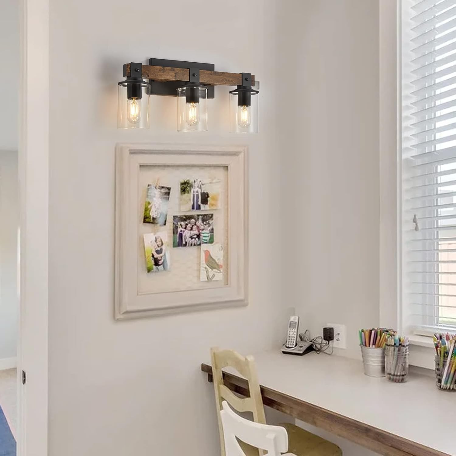 Vanity Lights for Bathroom Farmhouse Bathroom Light Fixtures 3/4/5-Light Black