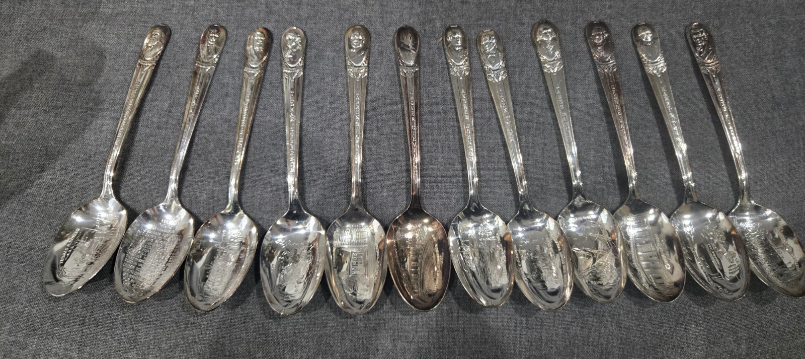 Presidents Collection Of 12 Spoons Wm Rogers Mfg Silver Plate