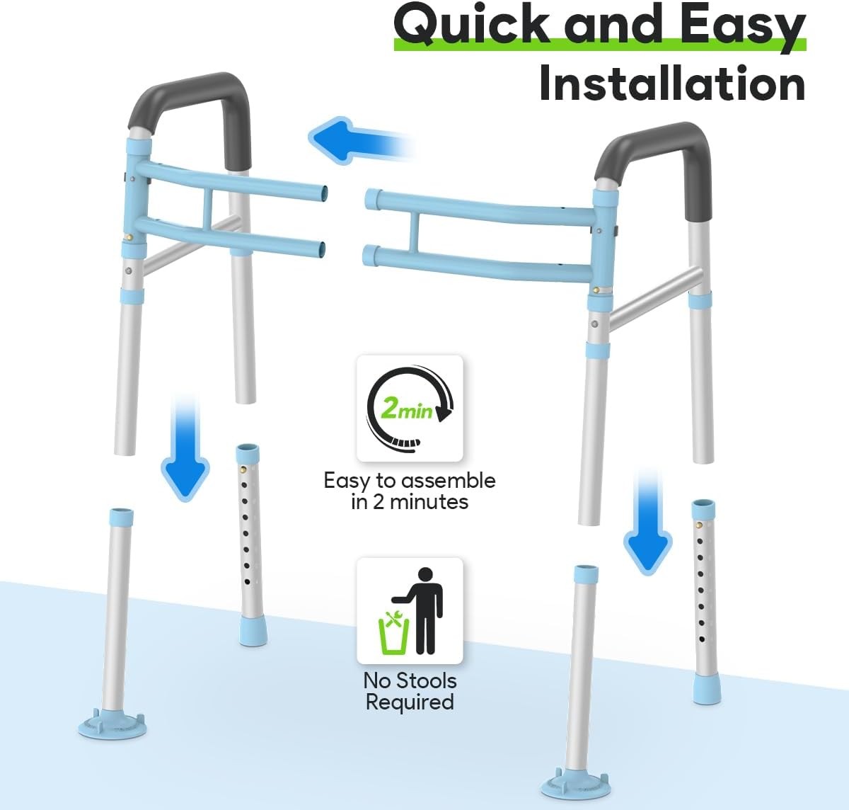 Toilet Safety Rails 300 lb - Adjustable Toilet Safety Frame & Rails, Toilet