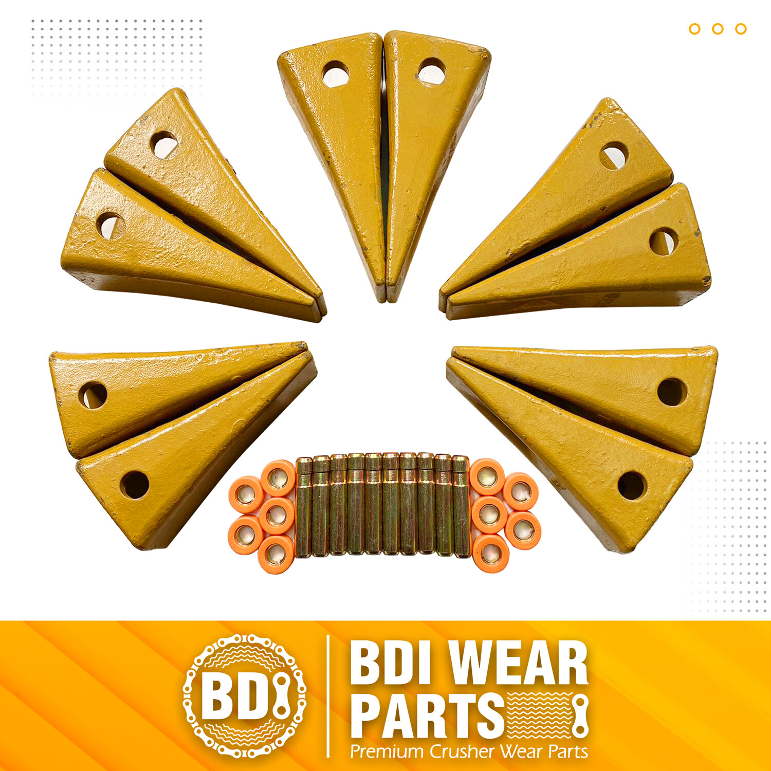 1U3202 Bucket Teeth with Pins 8E6208 Retainers 8E6209 for J200 Series - 10 Set