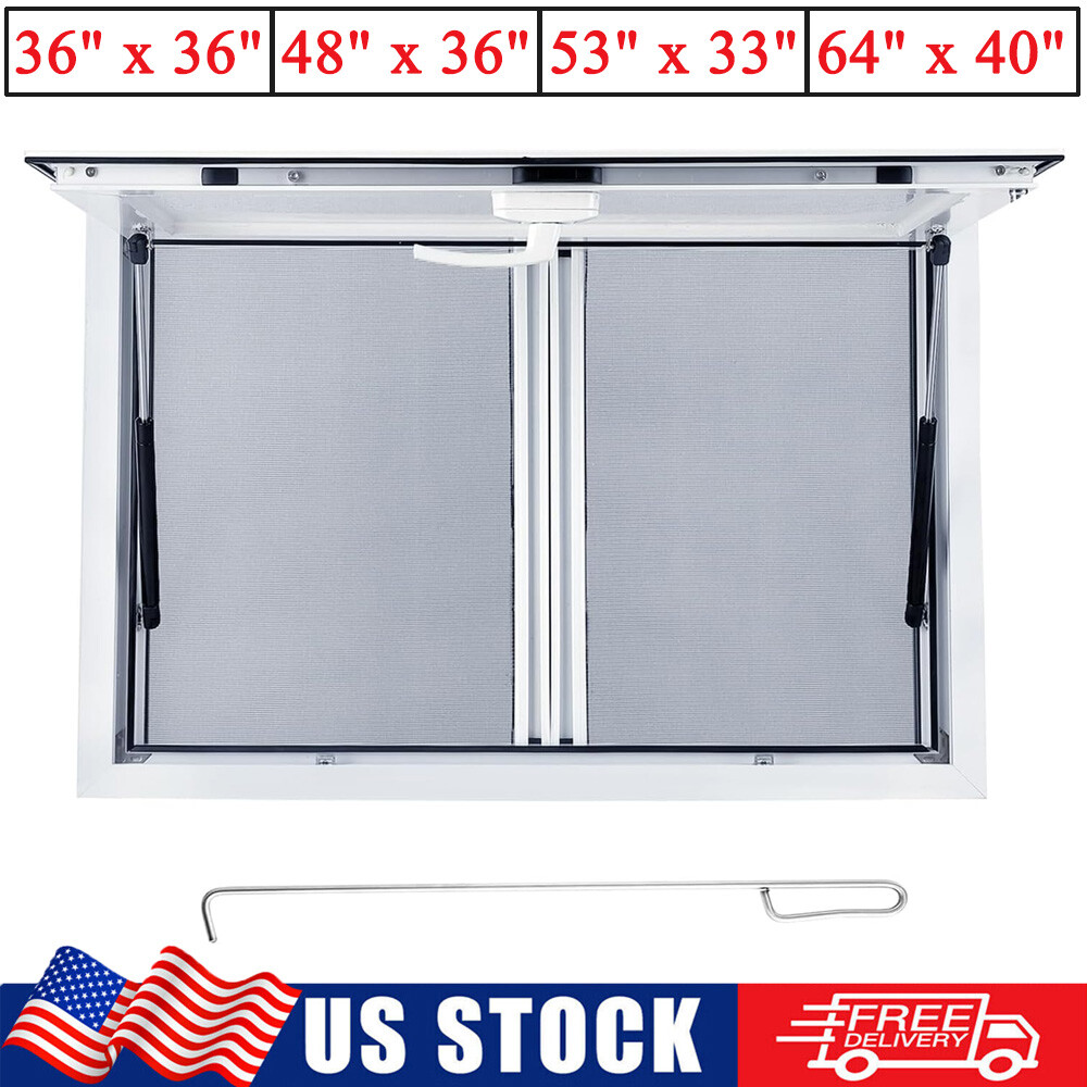 Concession Stand Food Truck Serving Window with Sliding Screen Windows & Awning