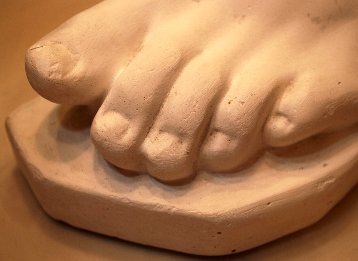 Antique Life Sized MALE HUMAN FOOT PLASTER CAST SCULPTURE 1920s European Art 10"
