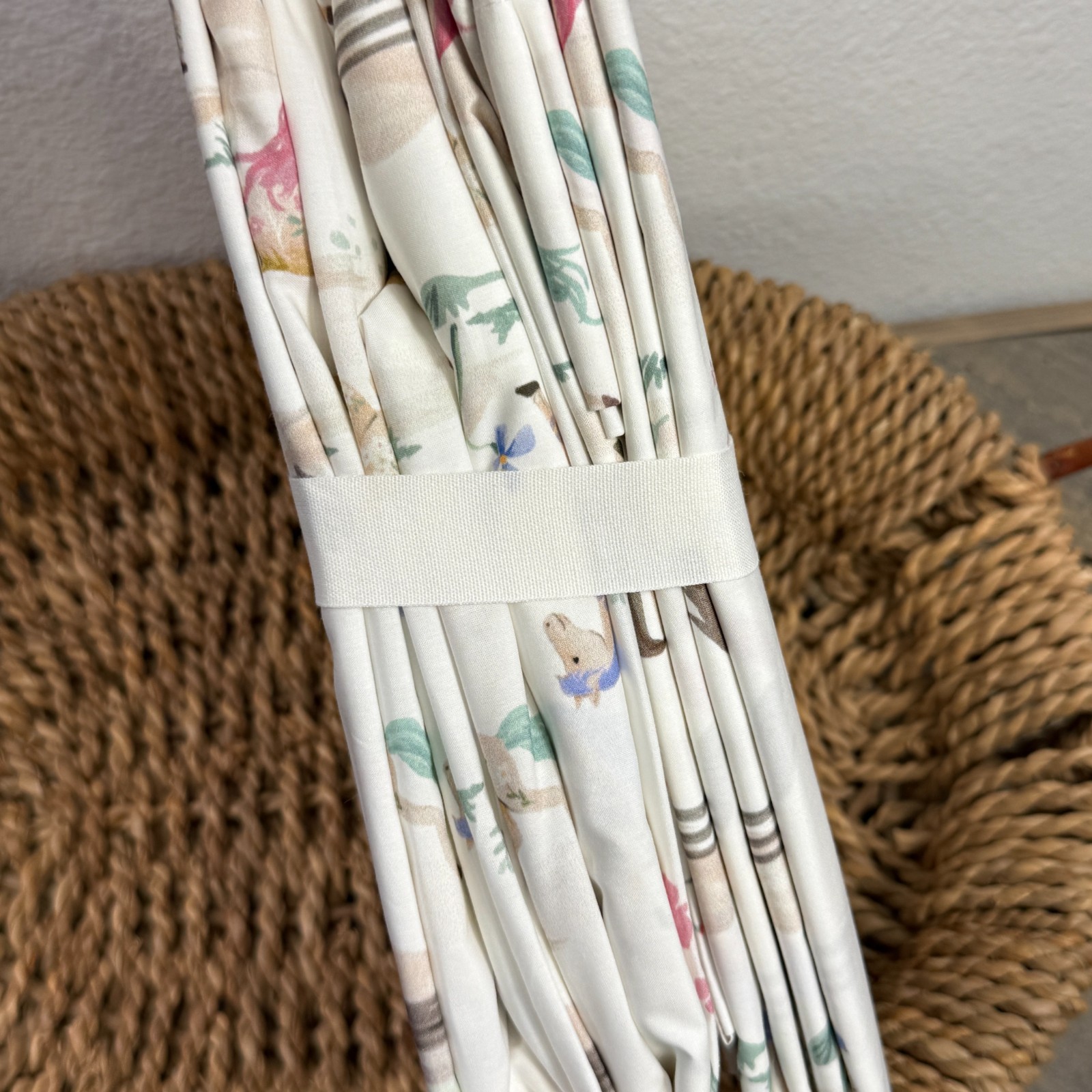 POTTERY BARN KIDS FLORAL HORSE ORGANIC COTTON SHEET SET, QUEEN ~ MULTI