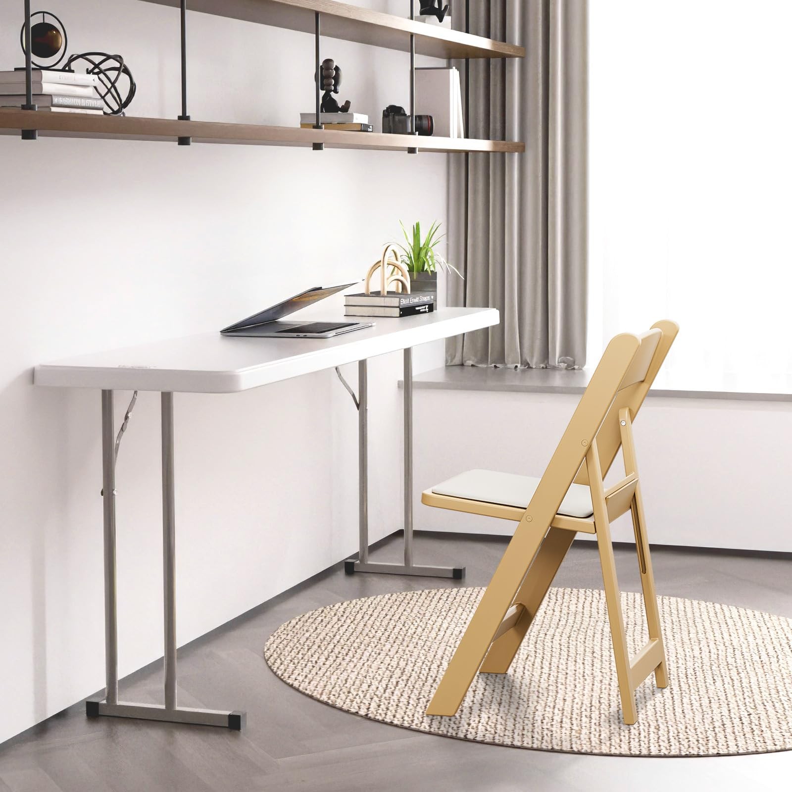 Resin Folding Chairs with Cushion, Foldable Plastic Chair with Comfortable Padd