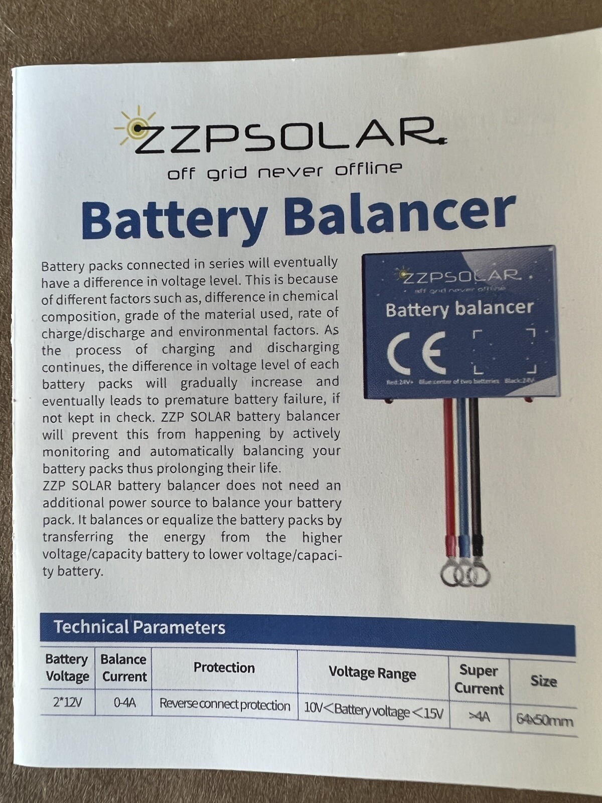 ZZP Solar 24V Voltage Battery Balancer Equalizer AGM Lead Acid Lithium