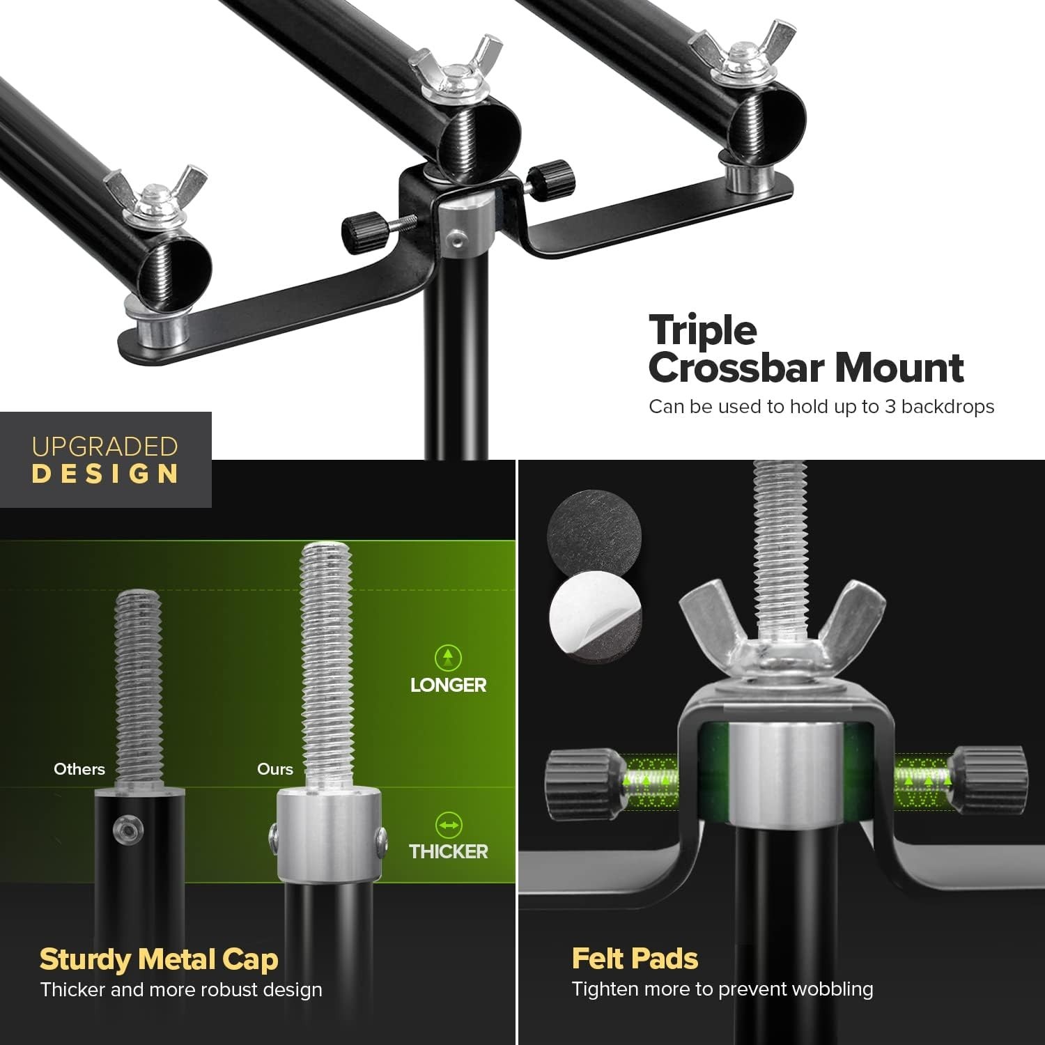 10x9.6 Triple Crossbar Background Support Stand Photo Studio Backdrop Stand Kit