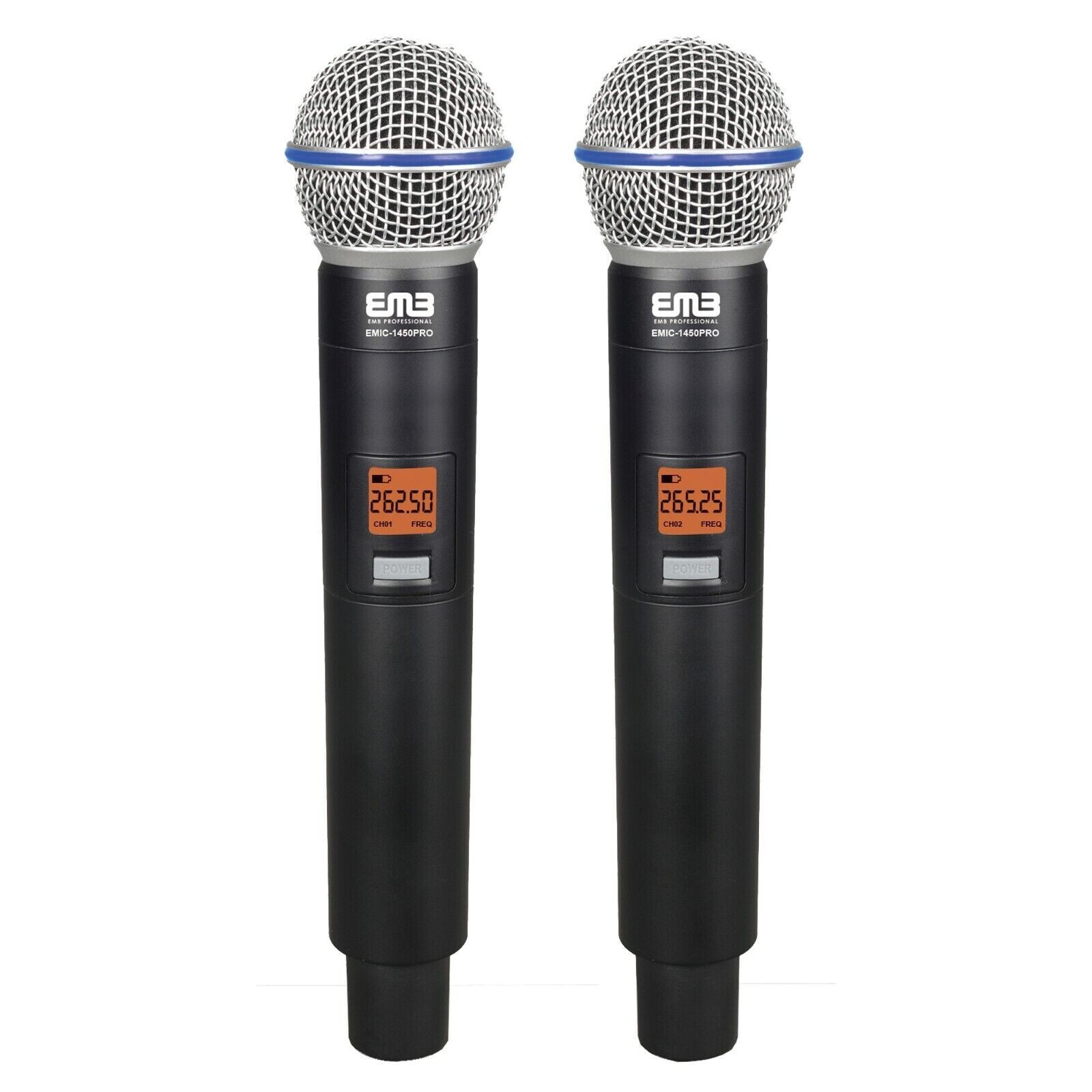 EMB Dual Handheld Cordless Receiver Wireless Microphone for Church Karaoke 2 MIC
