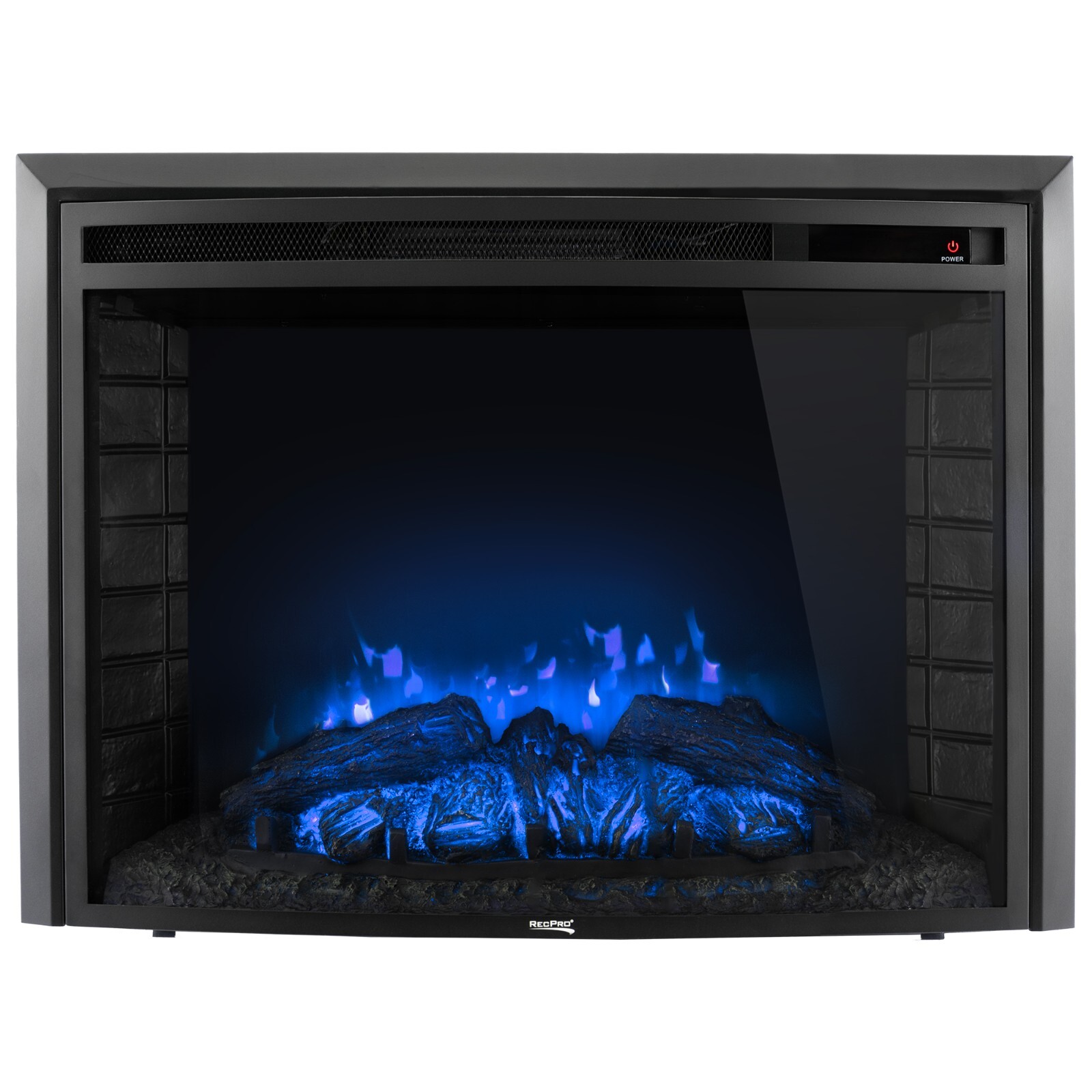 RecPro RV 28" Fireplace | Recessed Electric Fireplace | Glass with Log View