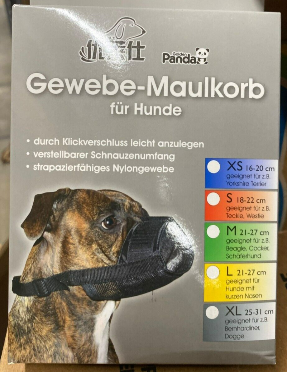 Pet Dog Breathable Nylon Muzzle Adjustable Anti-lick /Biting, Black L (German)