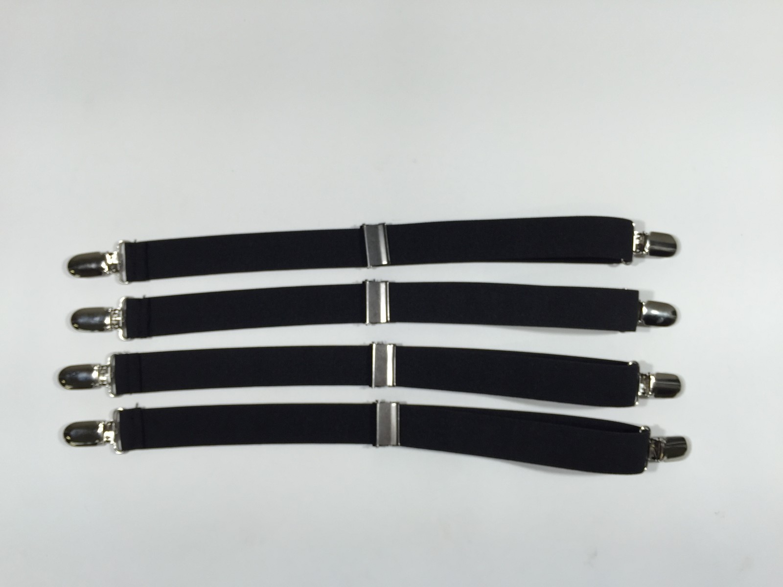 Military 4pk Shirt Stay Garters With Gator Clip BLACK  Made in USA