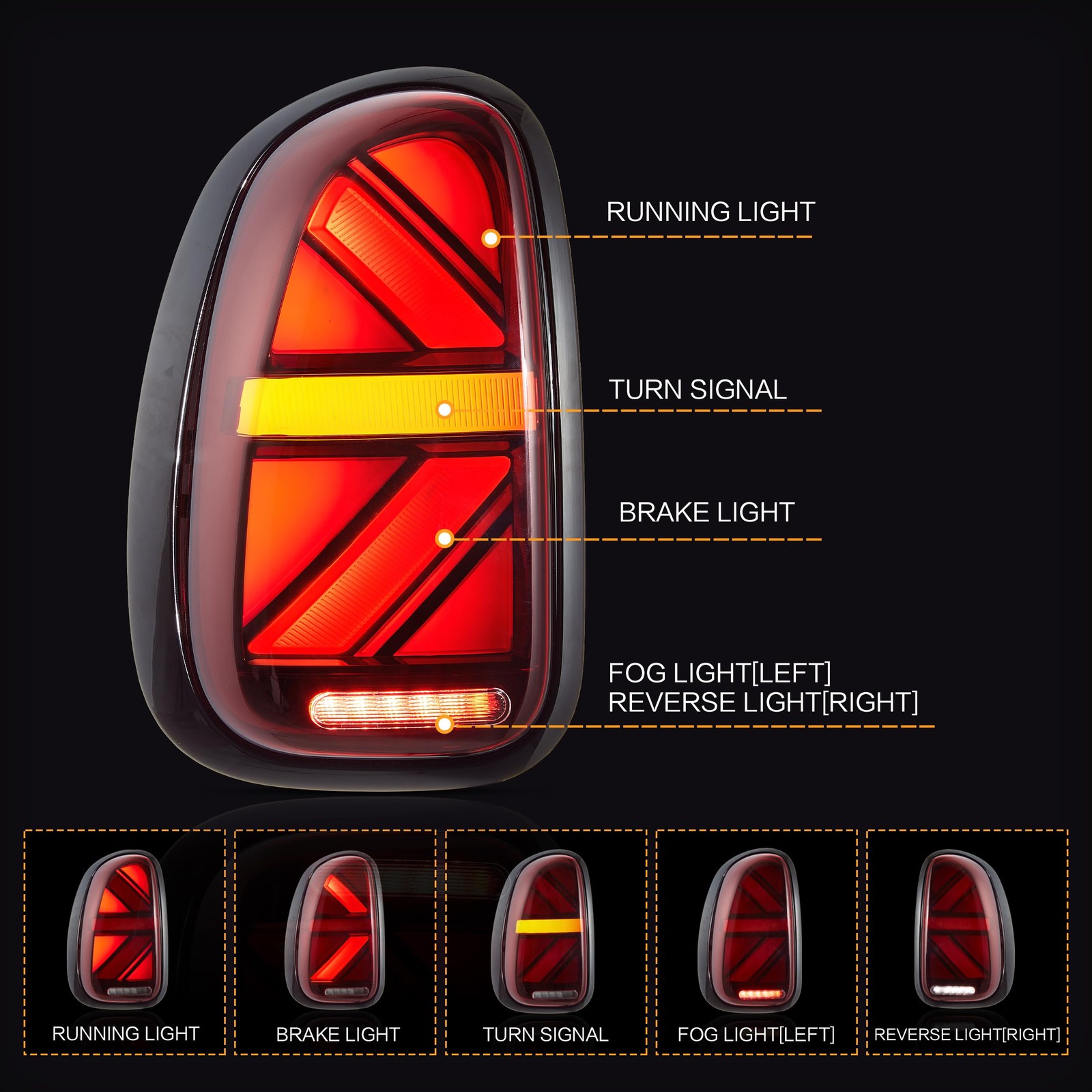 LED Tail lights Assembly Fit for BMW Mini Cooper 2010-2016 Rear Lights