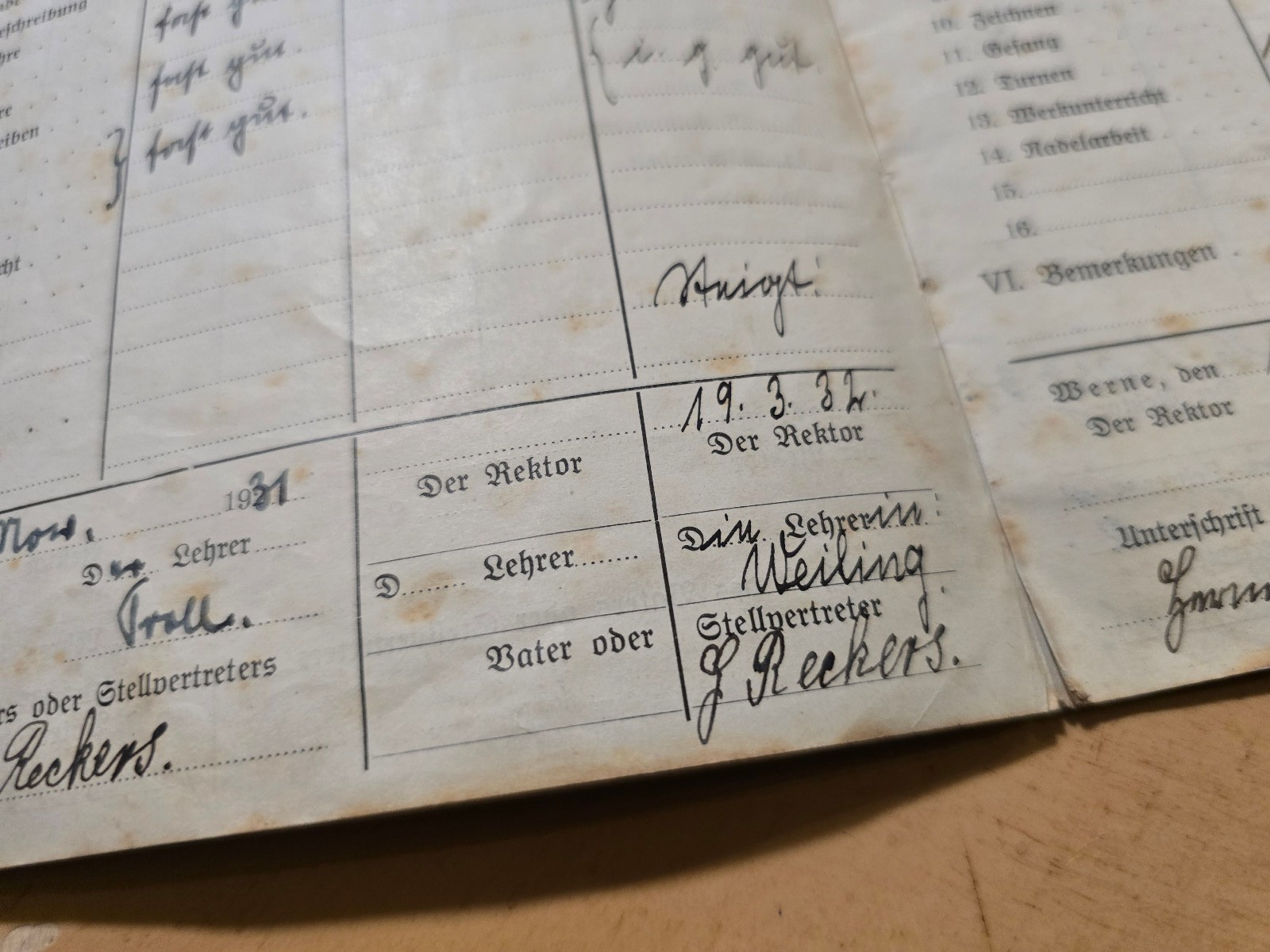 1930–1937 Third Reich Jugend German School Report Book Zeugnis Heft Wilhelm Reck