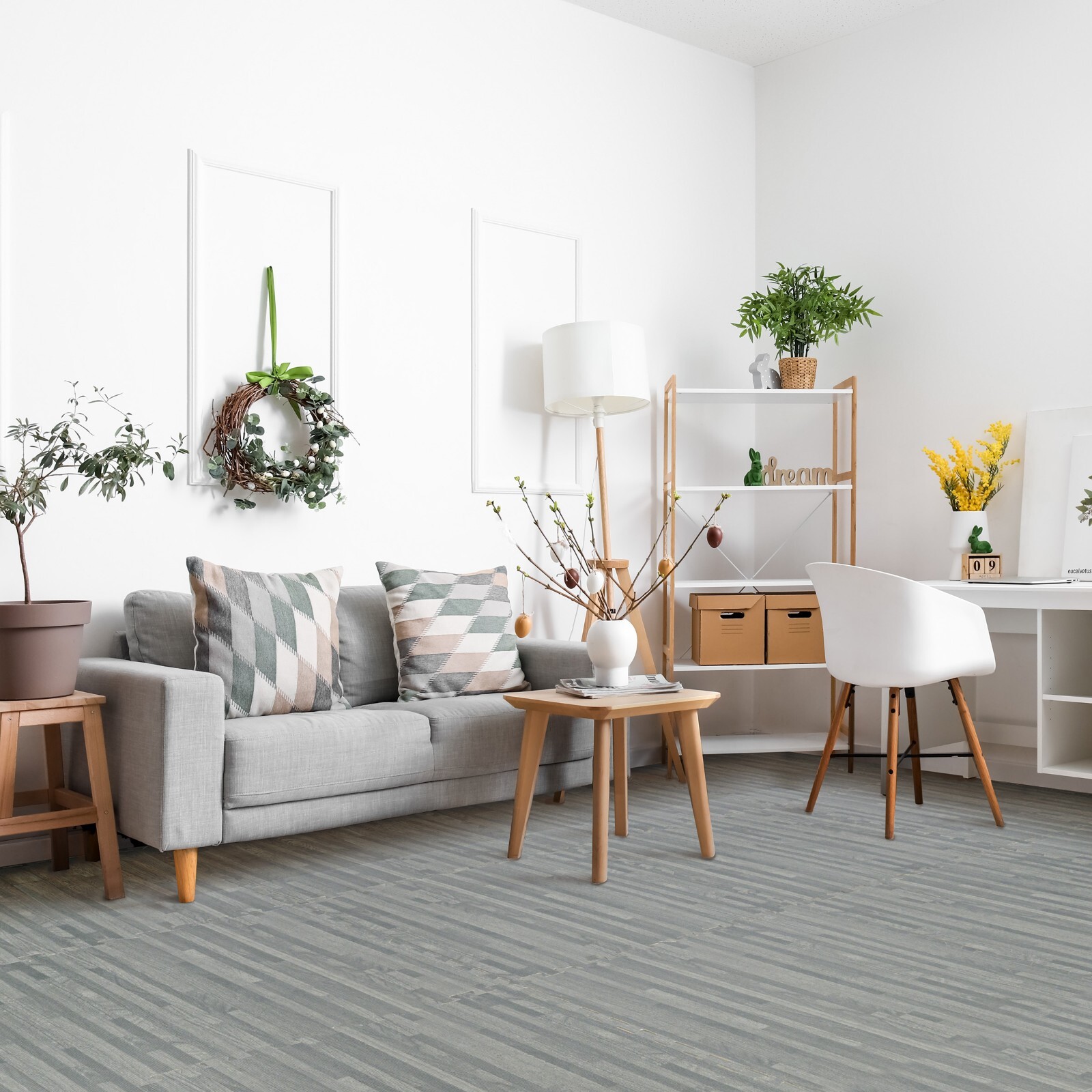 Sorbus 96 Sq. Ft. Wood Grain Floor Tiles, Interlocking EVA Foam Mats 24 Pcs.