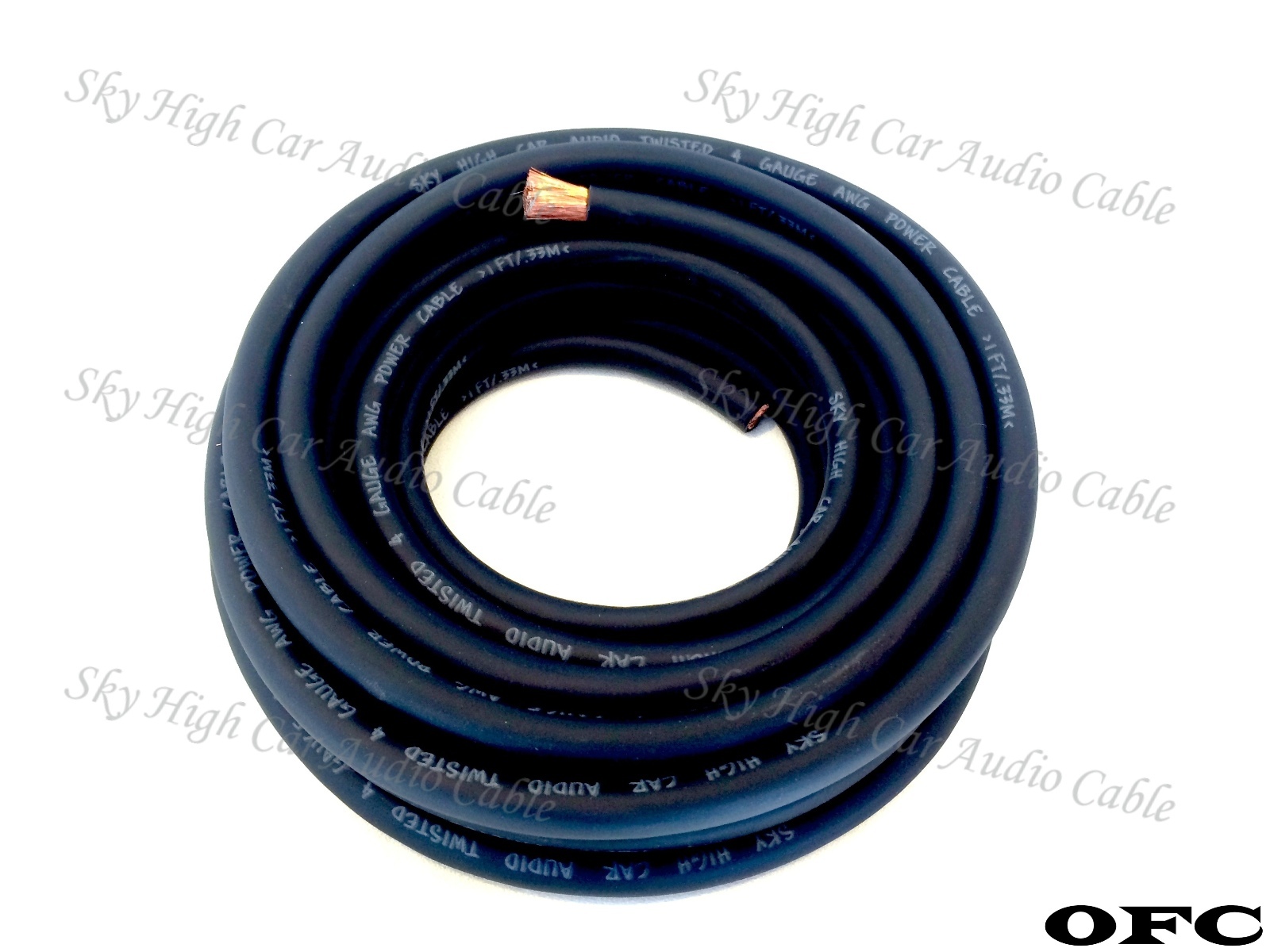 4 Gauge AWG OFC BLACK Power Ground Wire Sky High Car Audio Sold By The Foot ft