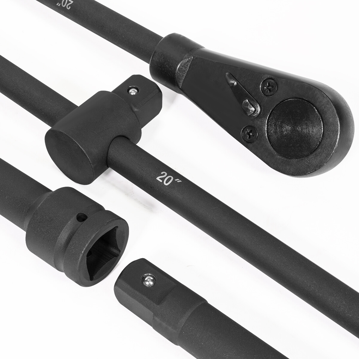 Stark USA 21-Piece Jumbo Impact Socket Set 1" Drive Extension T-Bar with Case