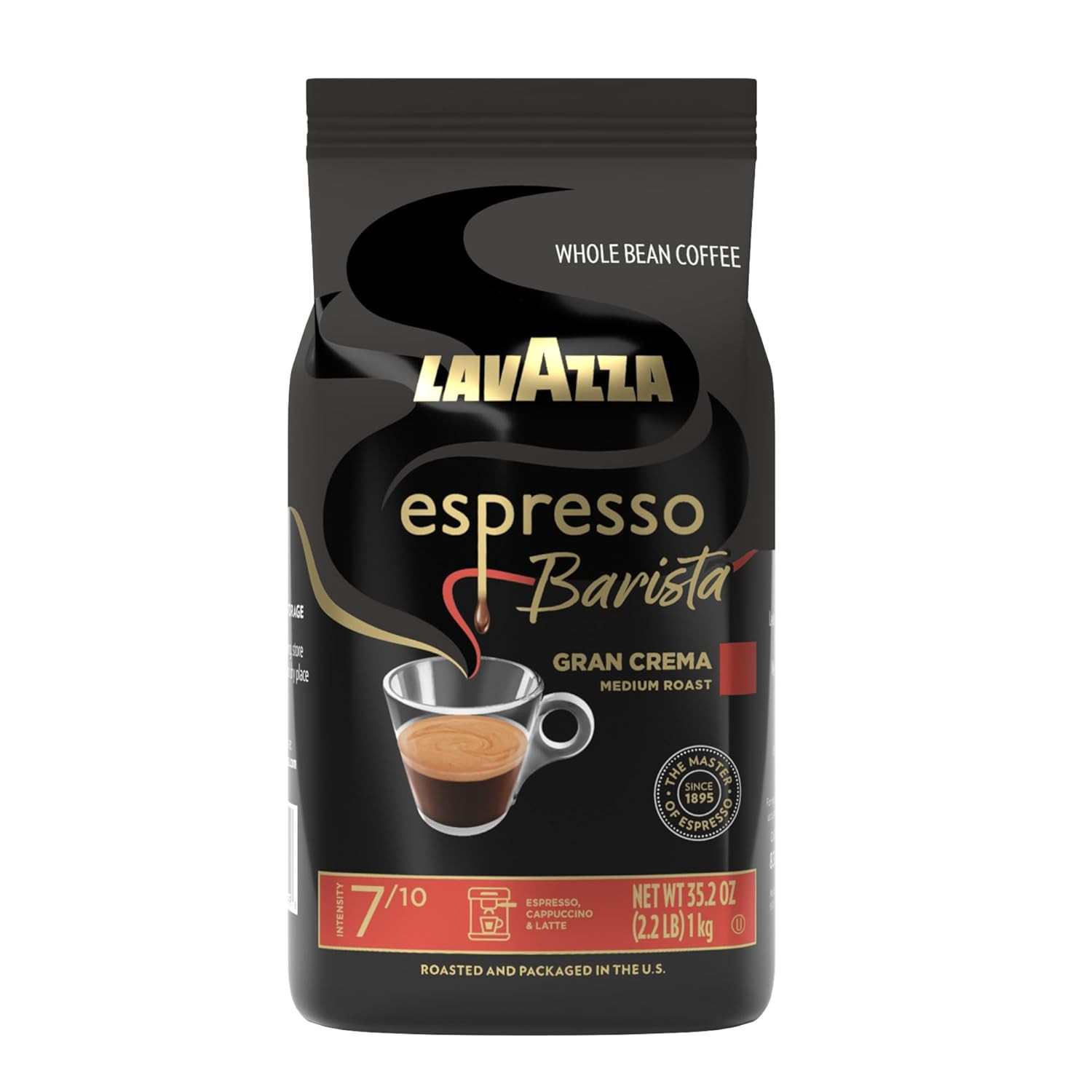 Lavazza Espresso Barista Gran Crema Whole Bean Coffee Blend, Medium Espresso Roa