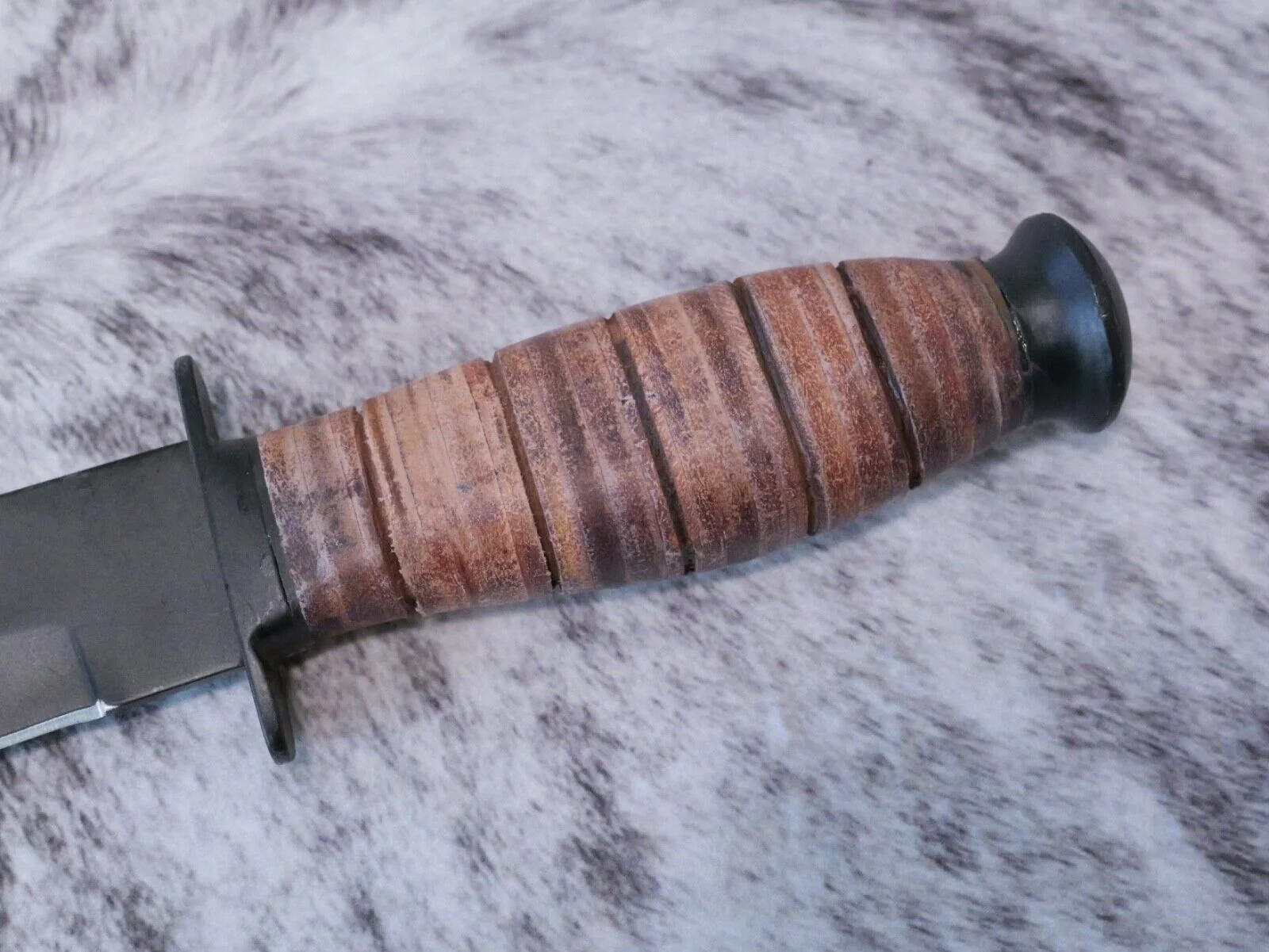 12" Kbar Style Survival Combat Knife Military Marines Black Blade Leather Handle