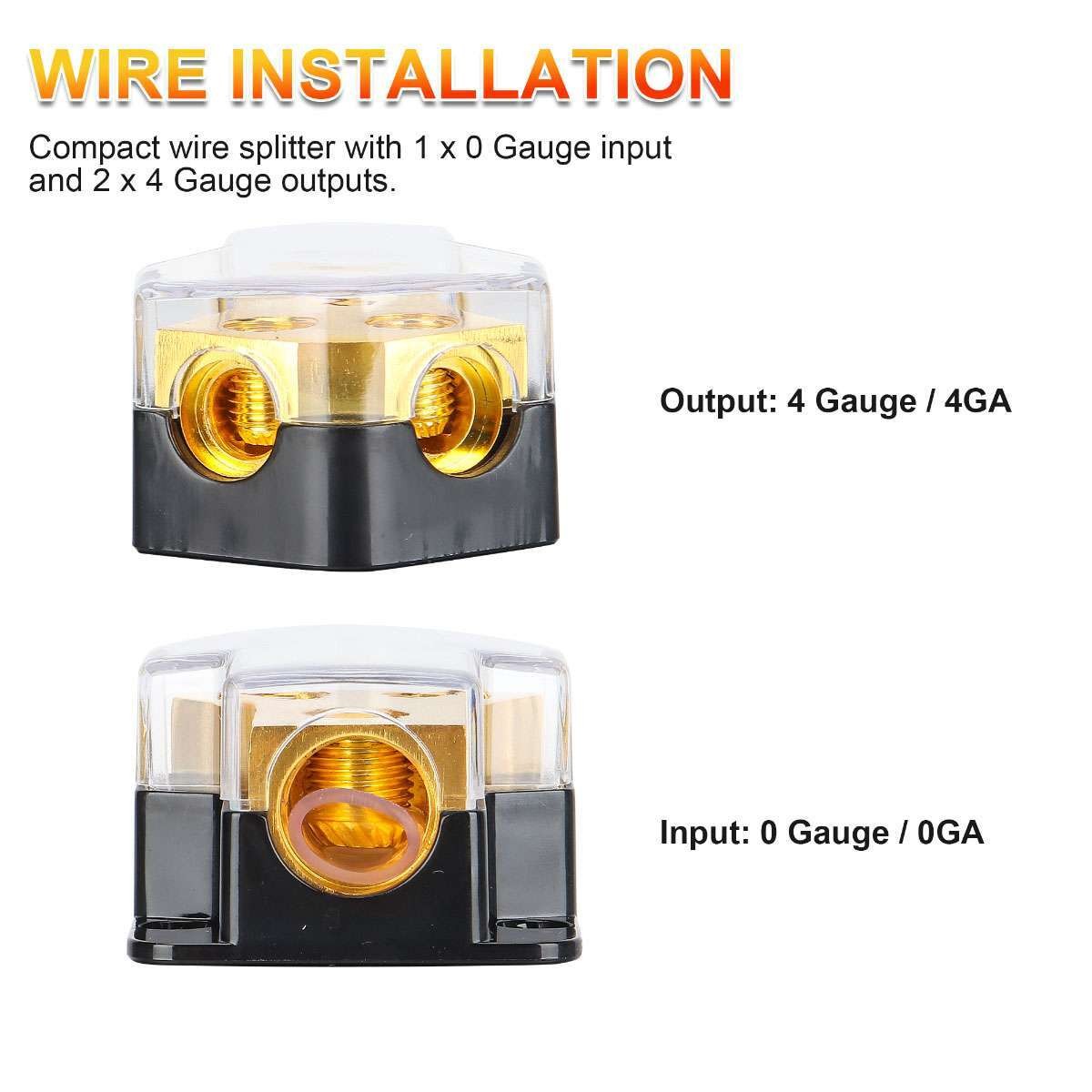 CarAudio Splitter Amp Power 0/2/4 Gauge In 4/6/8 Gauge Out Distribution Block