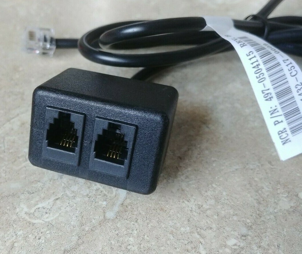 NCR 12V Dual 4-Pin CD1 CD2 Cash Drawer Splitter Cable 1432-C517-0009 497-0504115