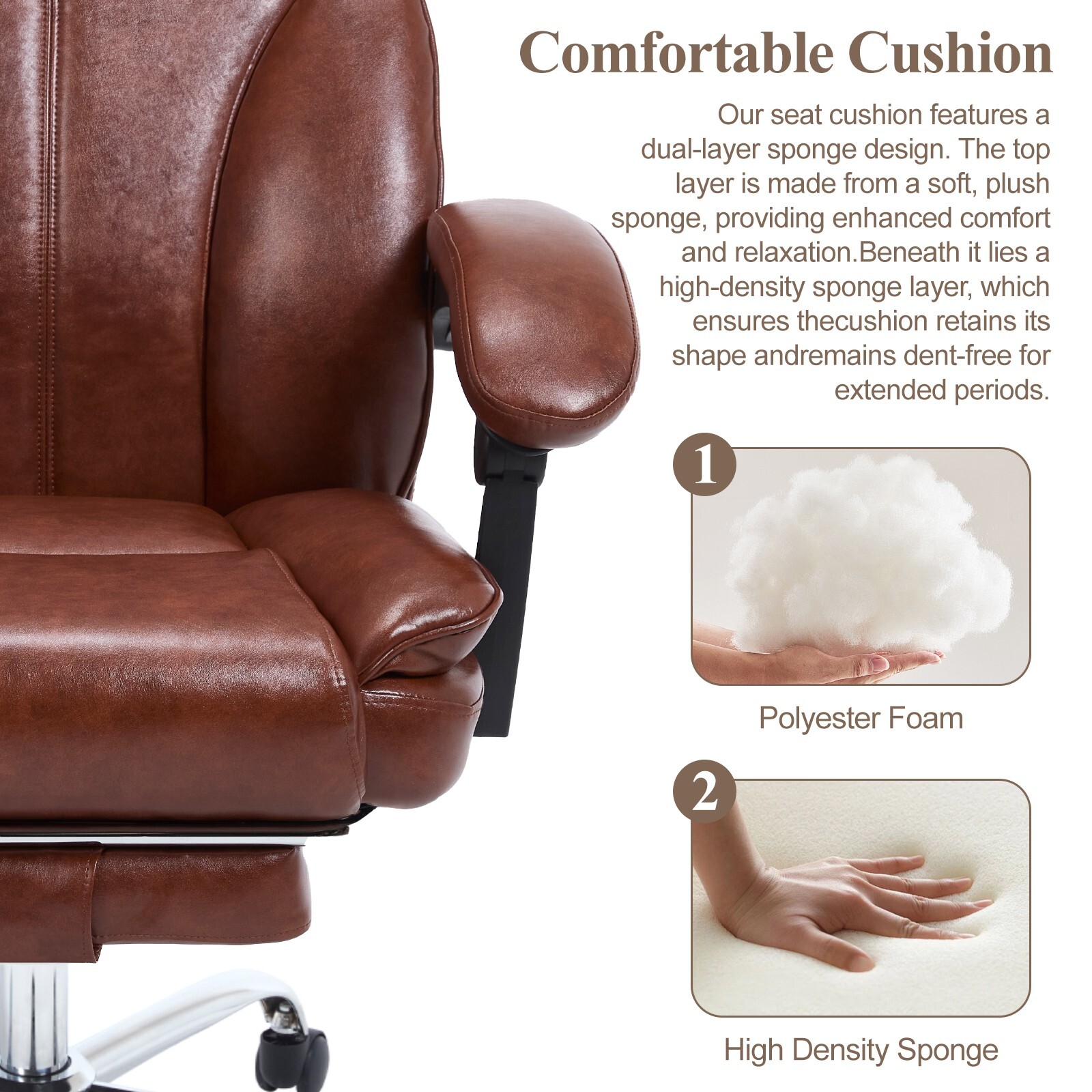 Tall Executive Office Chair with Footrest Leather Computer Chair