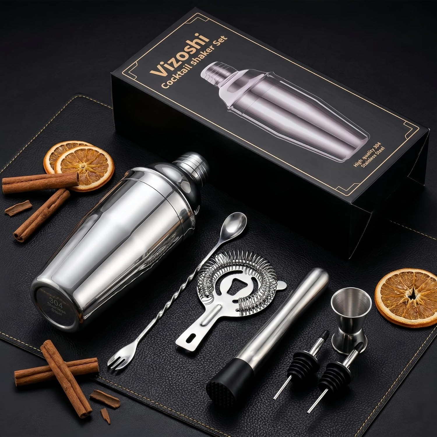 Cocktail Shaker Set Bartender Kit,Professional Bar Set, Martini Shaker, Jigger,
