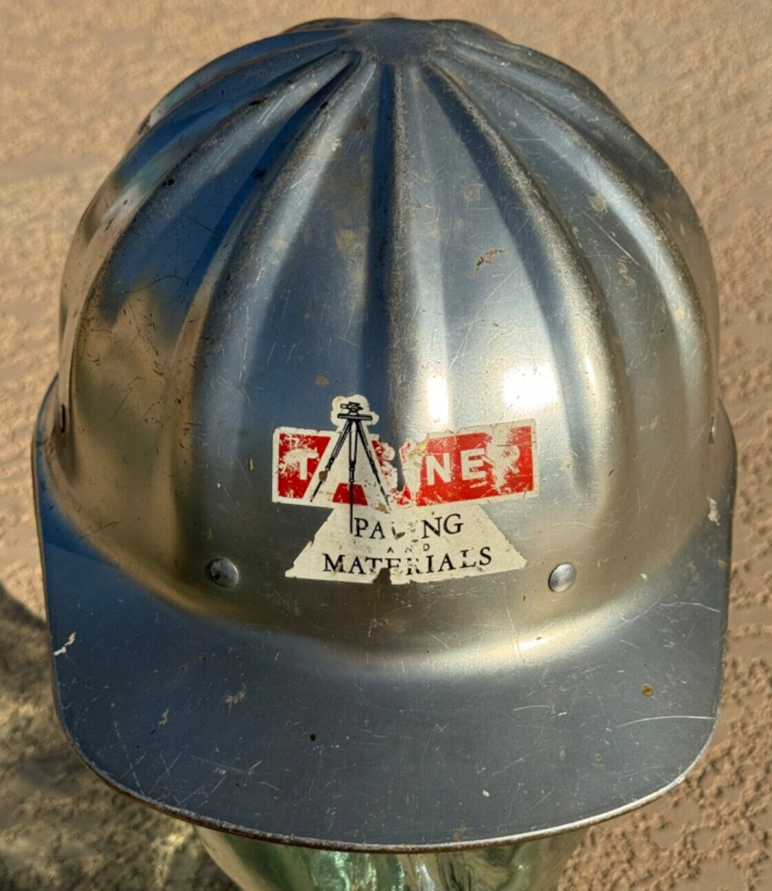 VINTAGE SUPERLITE BY FIBRE METAL ALUMINUM HARD HAT TANNER PAVING & MATERIALS