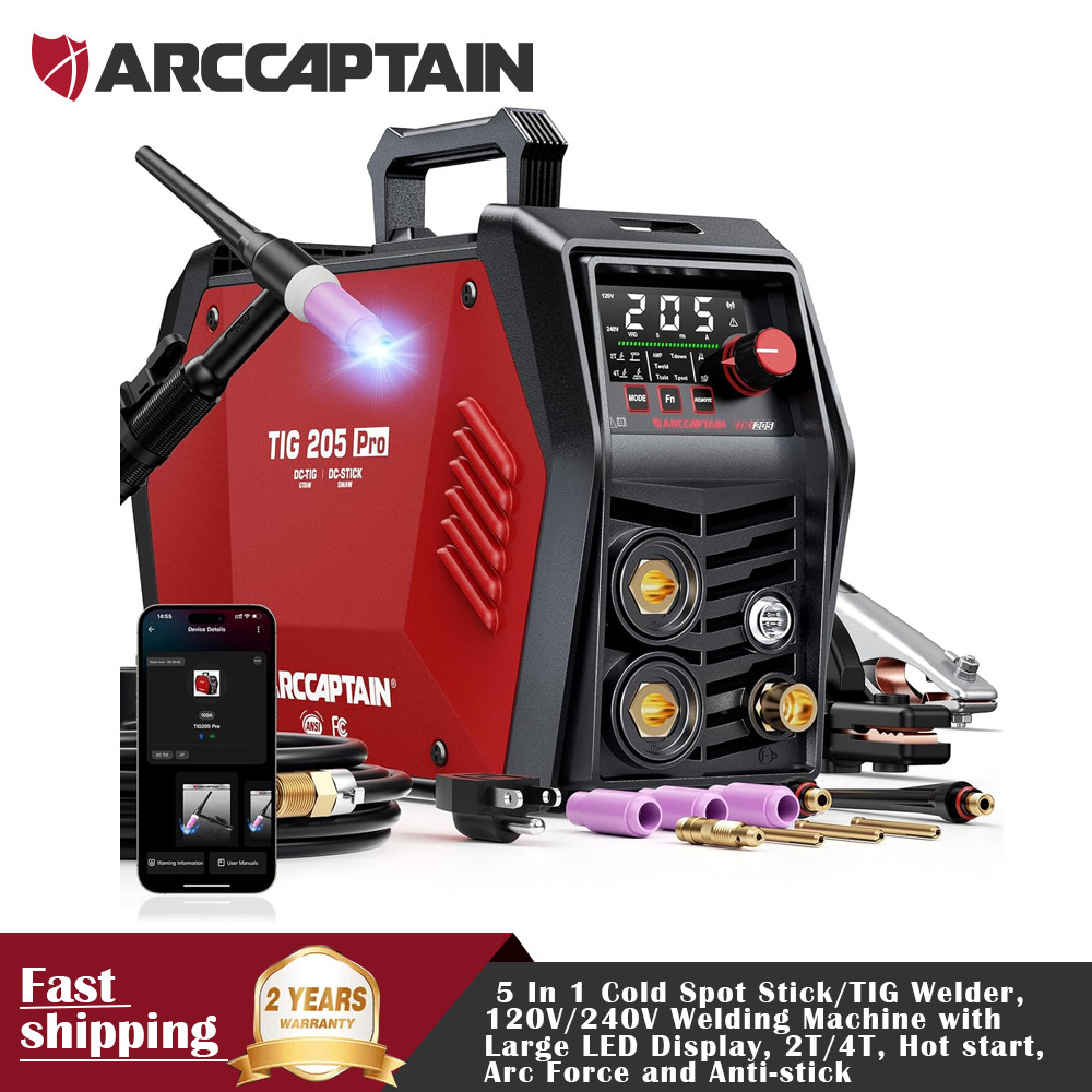 ARCCAPTAIN iControl TIG 205 Pro 5 In 1 Cold Spot Stick/TIG Welder 120V/240V