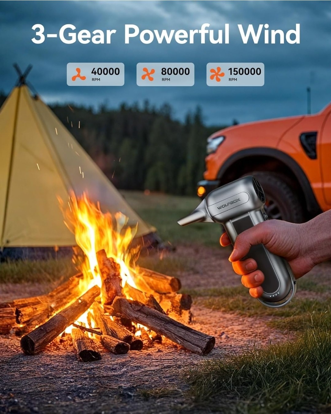 Wolfbox MF100 Electric Air Duster 150000RPM Super Power Cordless Silver/Gray