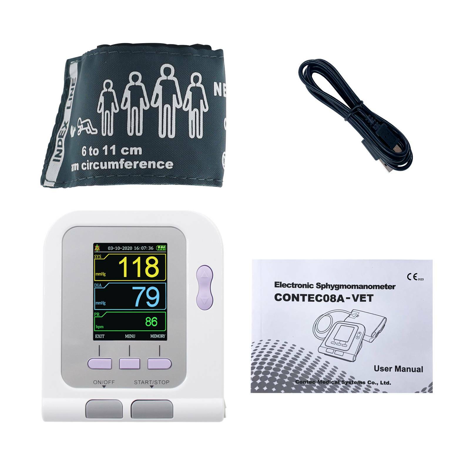 Full Digital Veterinary Blood Pressure Monitor, NIBP Vet Cuff, CONTEC08A-VET USA