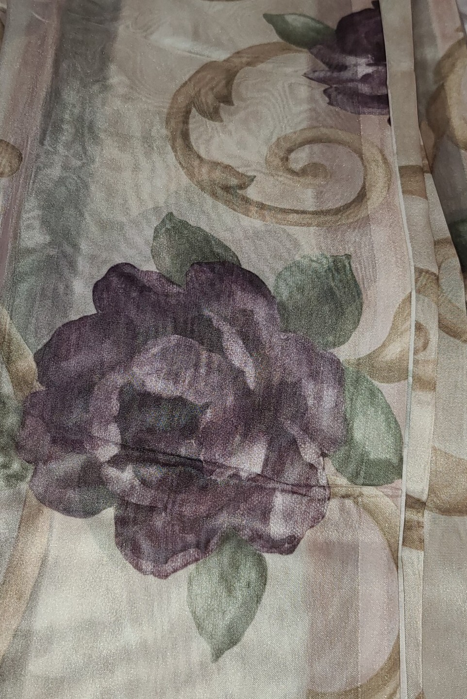 1 CROSCILL Chambord Cassis Rose Floral 60x84 Semi-Sheer Drapery Panel “Awesome”