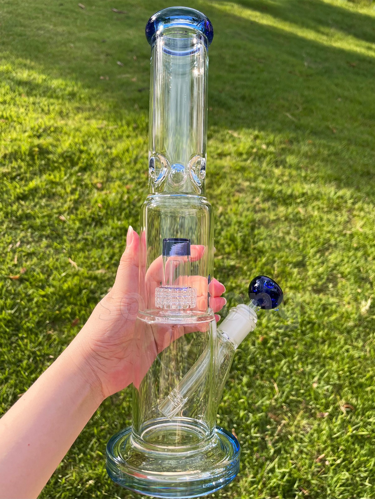 15'' Heavy Glass Bong Smoking Hookah Thick Percolate Water Pipe Beaker 14mm Bowl